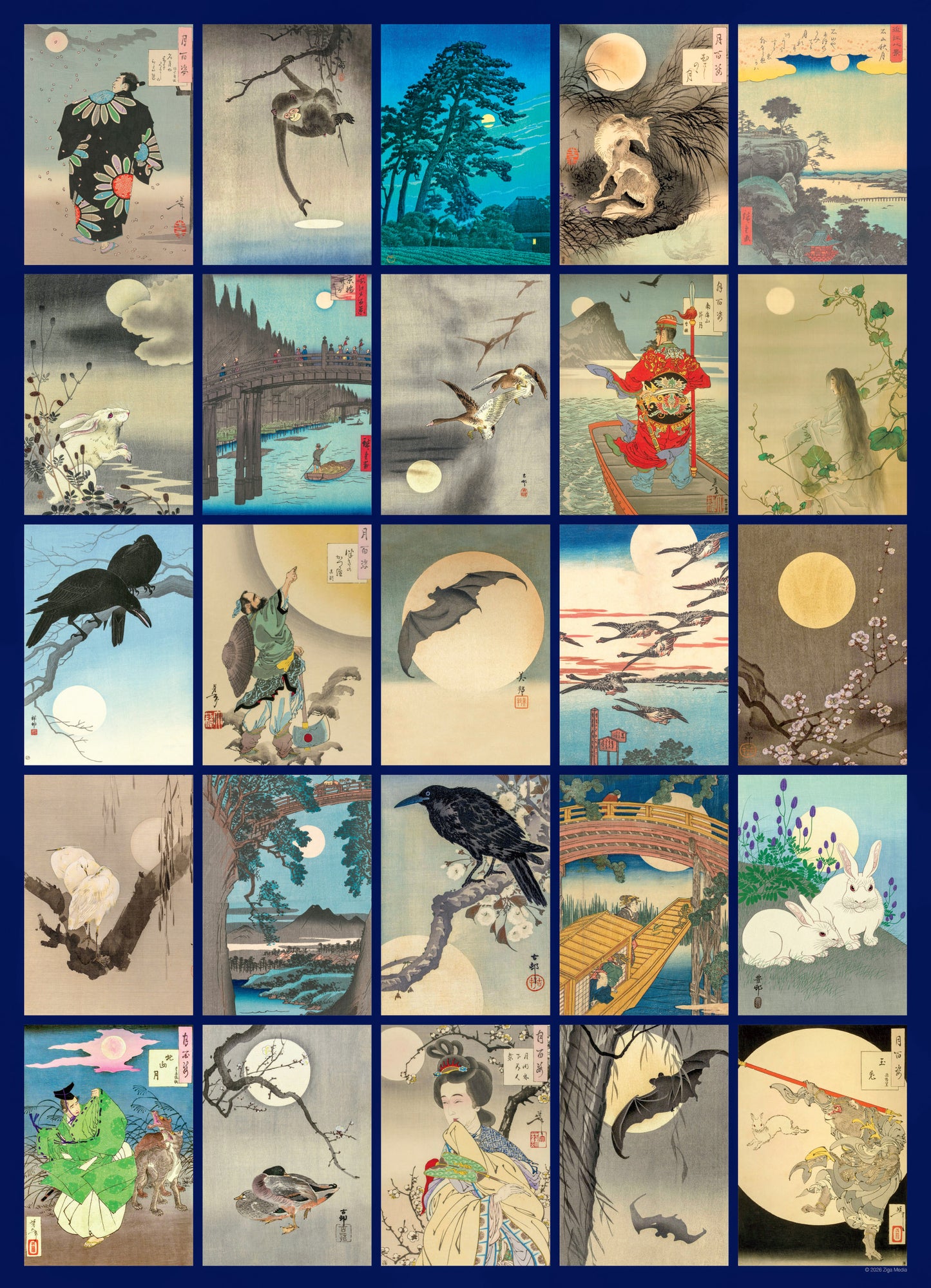 Full Moon Japanese Prints 1000 Piece Puzzle