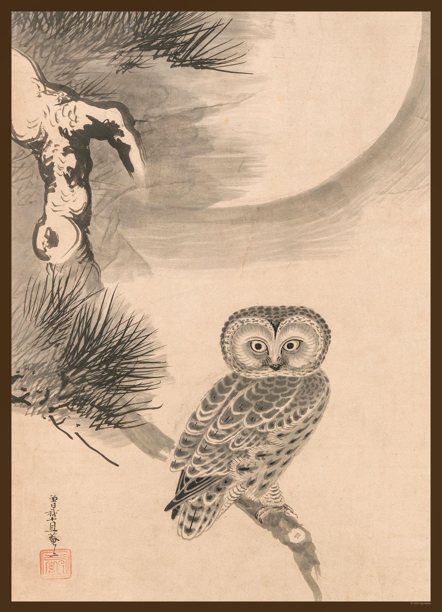 Moon Owl Japanese Print 1000 Piece Puzzle