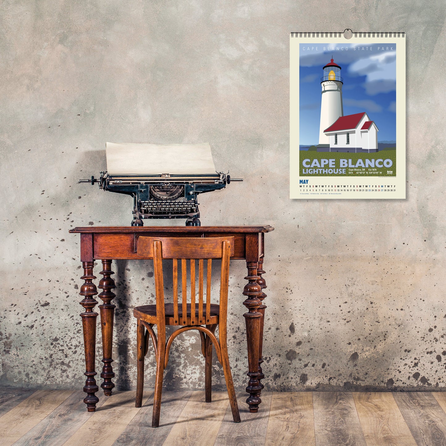 Pacific Coast Lighthouses Oversize Wall Calendar 2024, 13.38'' x 19'' Spiral Bound with Hanger