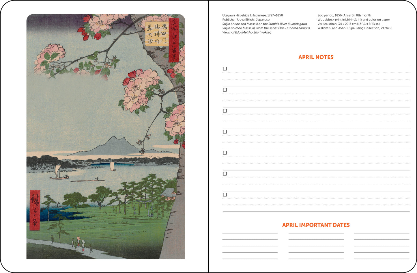 Spiral-bound 2026 planner with Japanese woodblock art