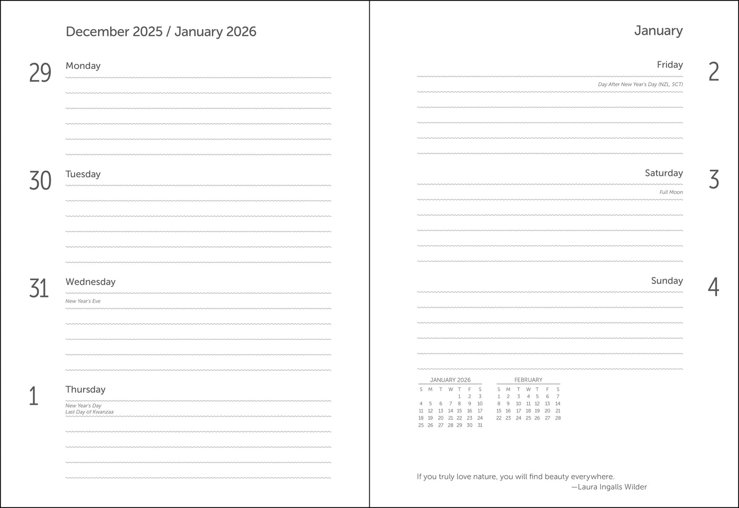Weekly planner with WPA National Parks artwork