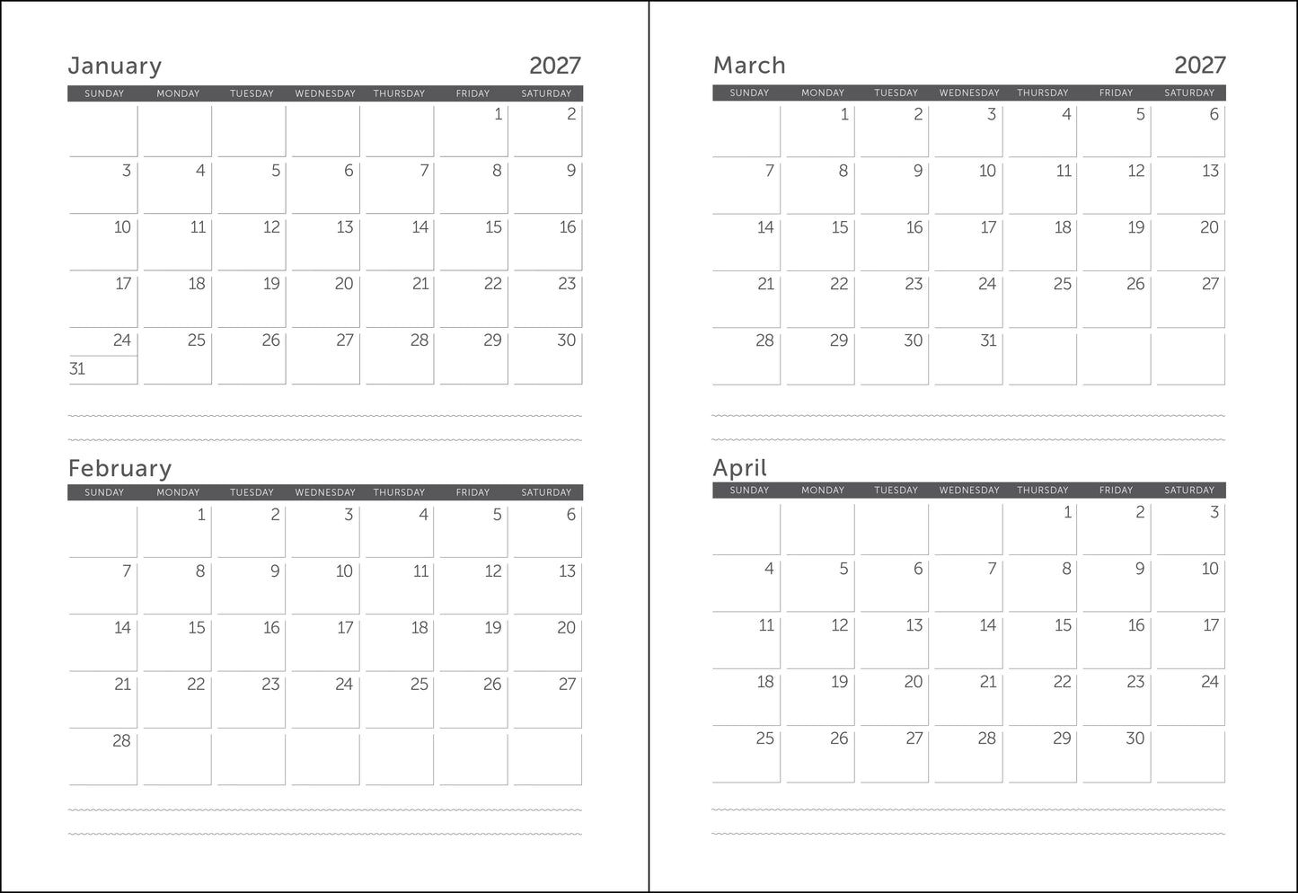 Spiral-bound WPA-style National Parks calendar