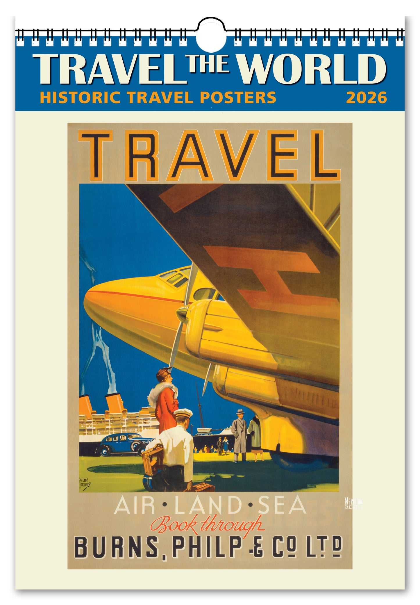 2026 Travel the World Oversize Wall Calendar, 13.4'' x 19'' Spiral Bound with Hanger