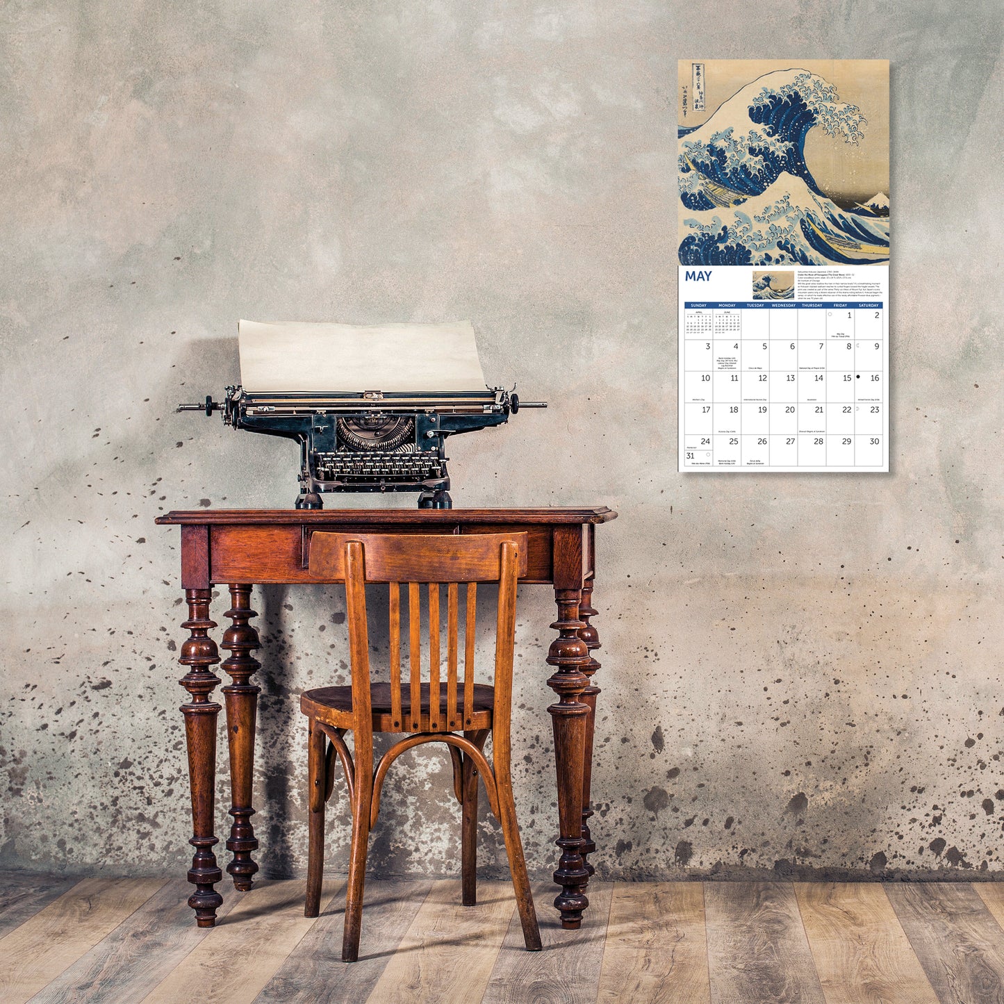 12" x 12" wall calendar with art icons for each month
