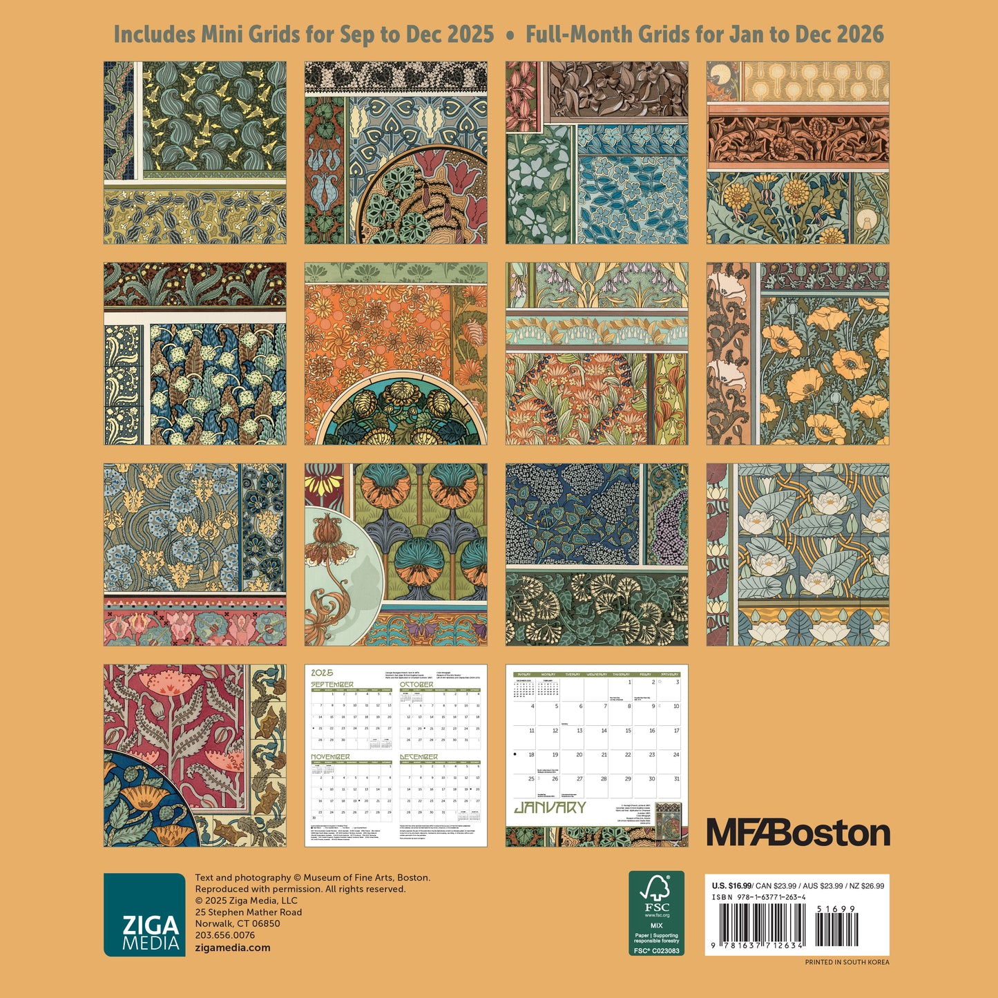 MFA Boston 2026 calendar highlighting the art of ornaments