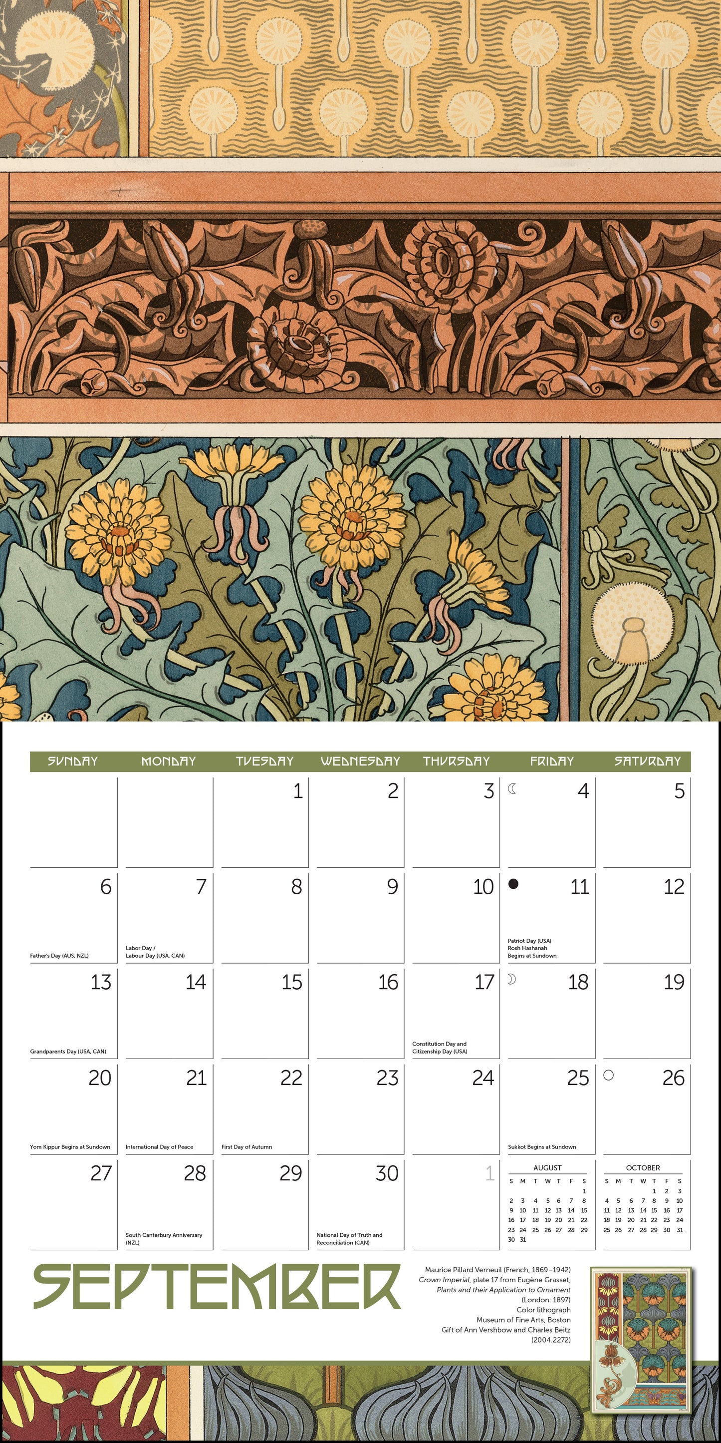 2026 calendar with exquisite ornament designs from MFA