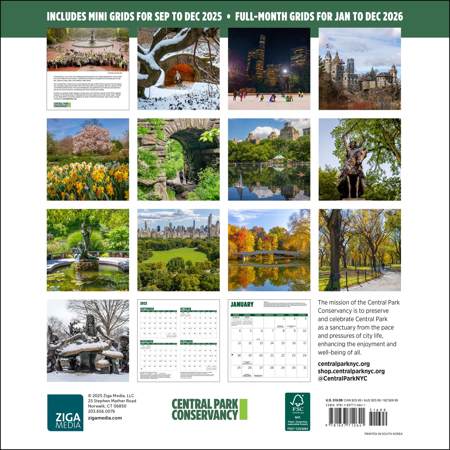 Central Park Conservancy’s 2026 monthly wall calendar