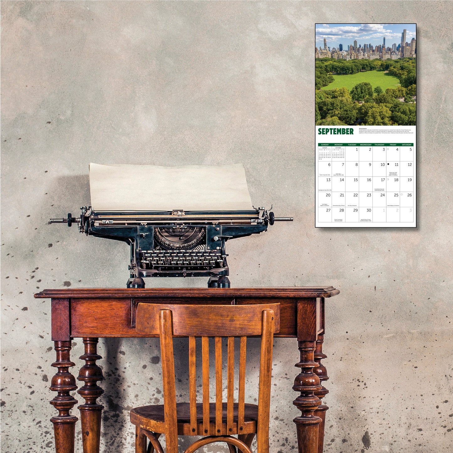 12" x 12" calendar with seasonal views of Central Park