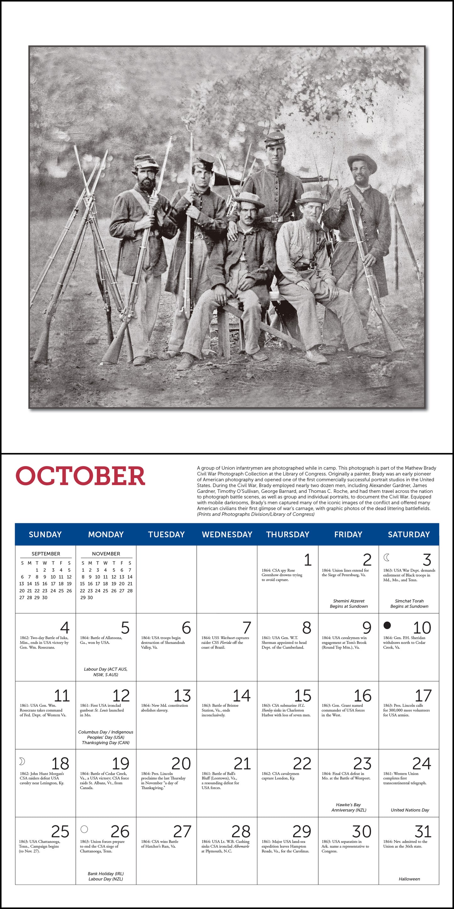 Civil War timeline calendar for 2026, day-by-day format