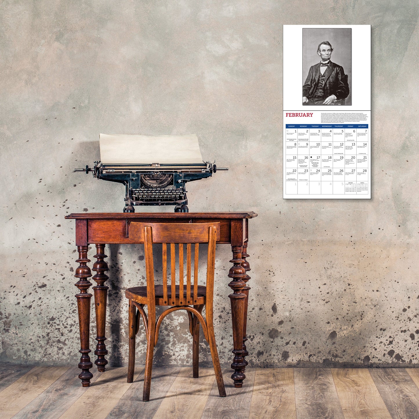 12" x 12" wall calendar featuring Civil War history