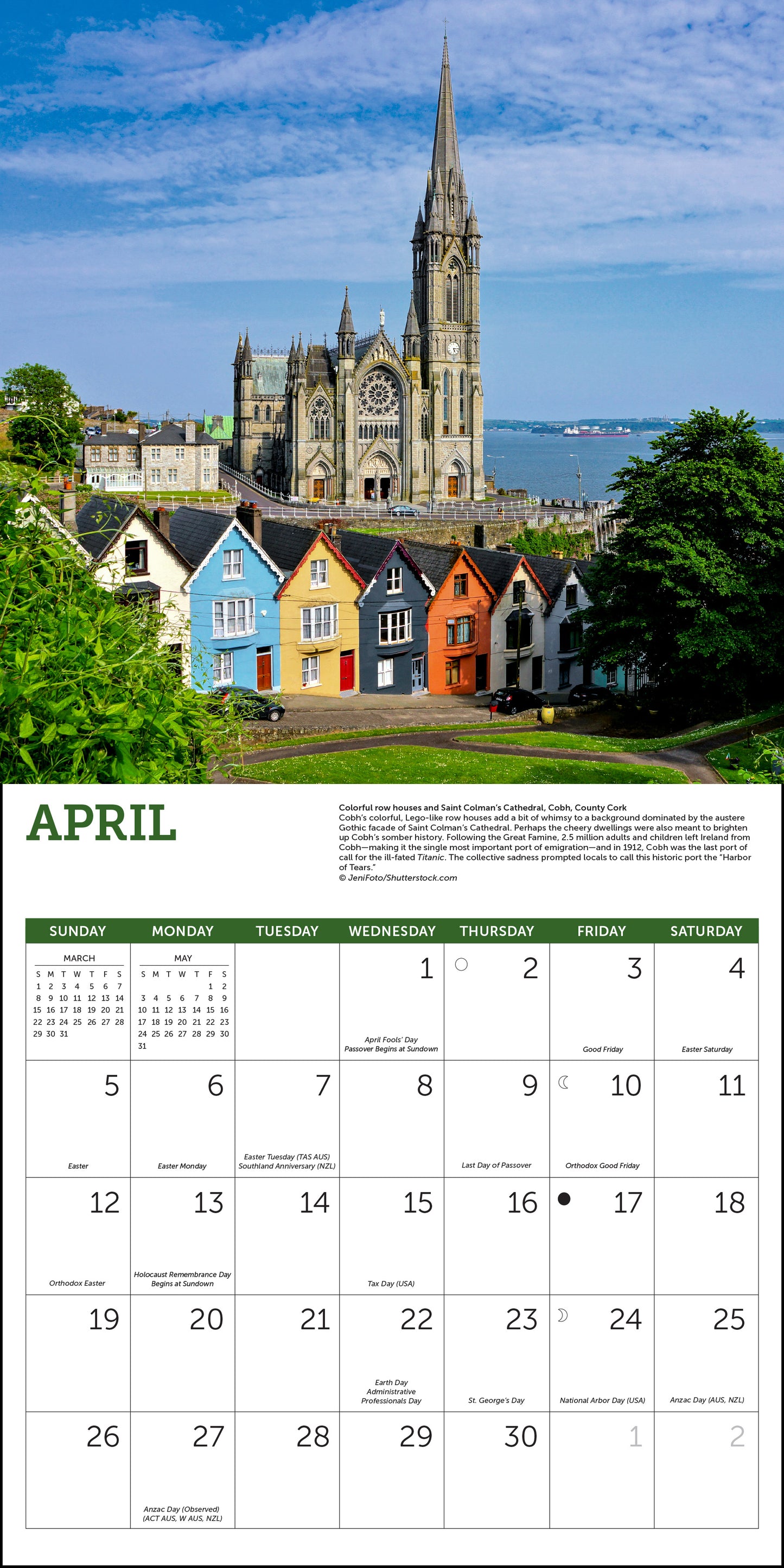 Monthly 2026 calendar with scenic views of Ireland