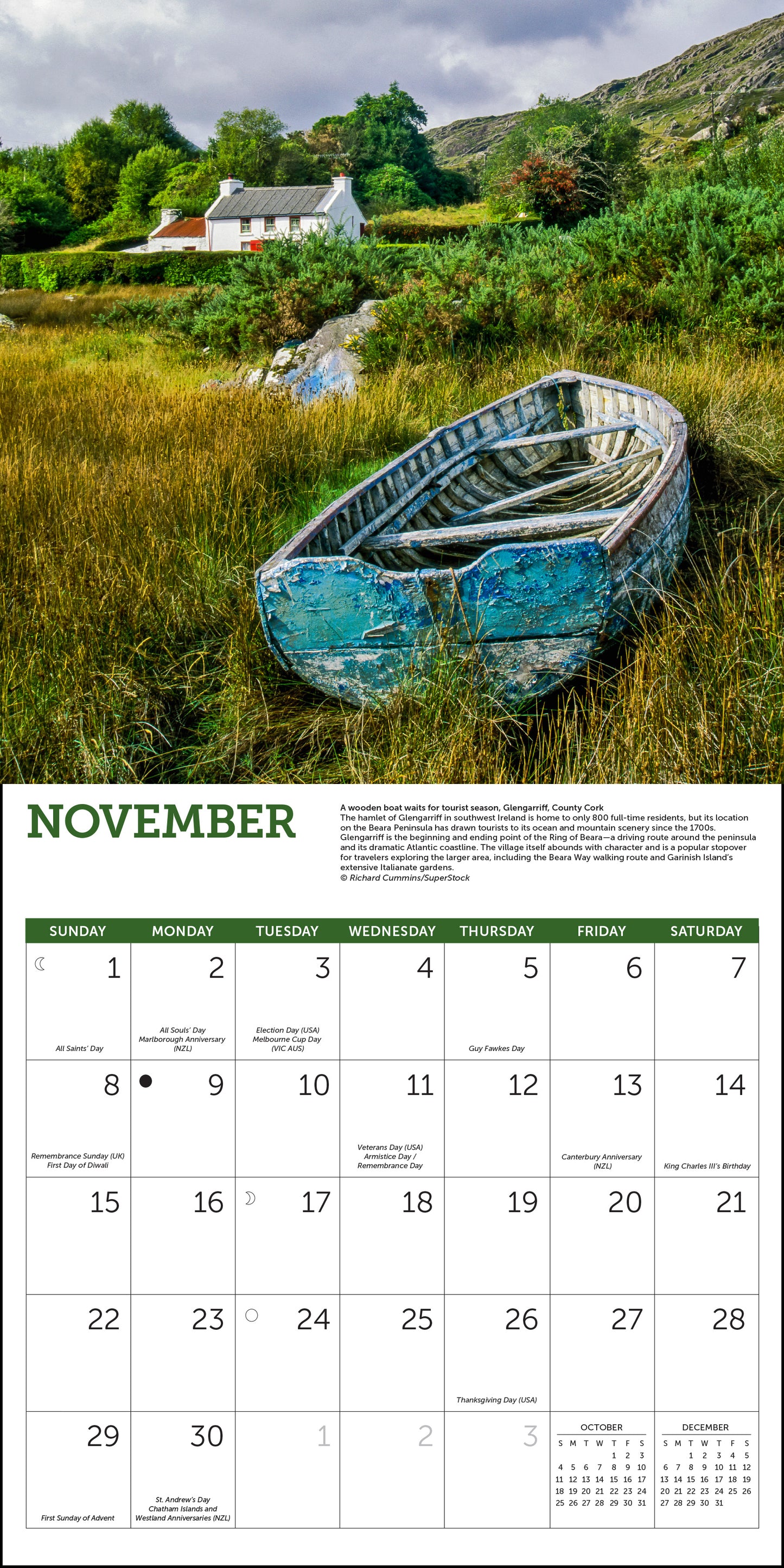 2026 wall calendar featuring Irish countryside landscapes