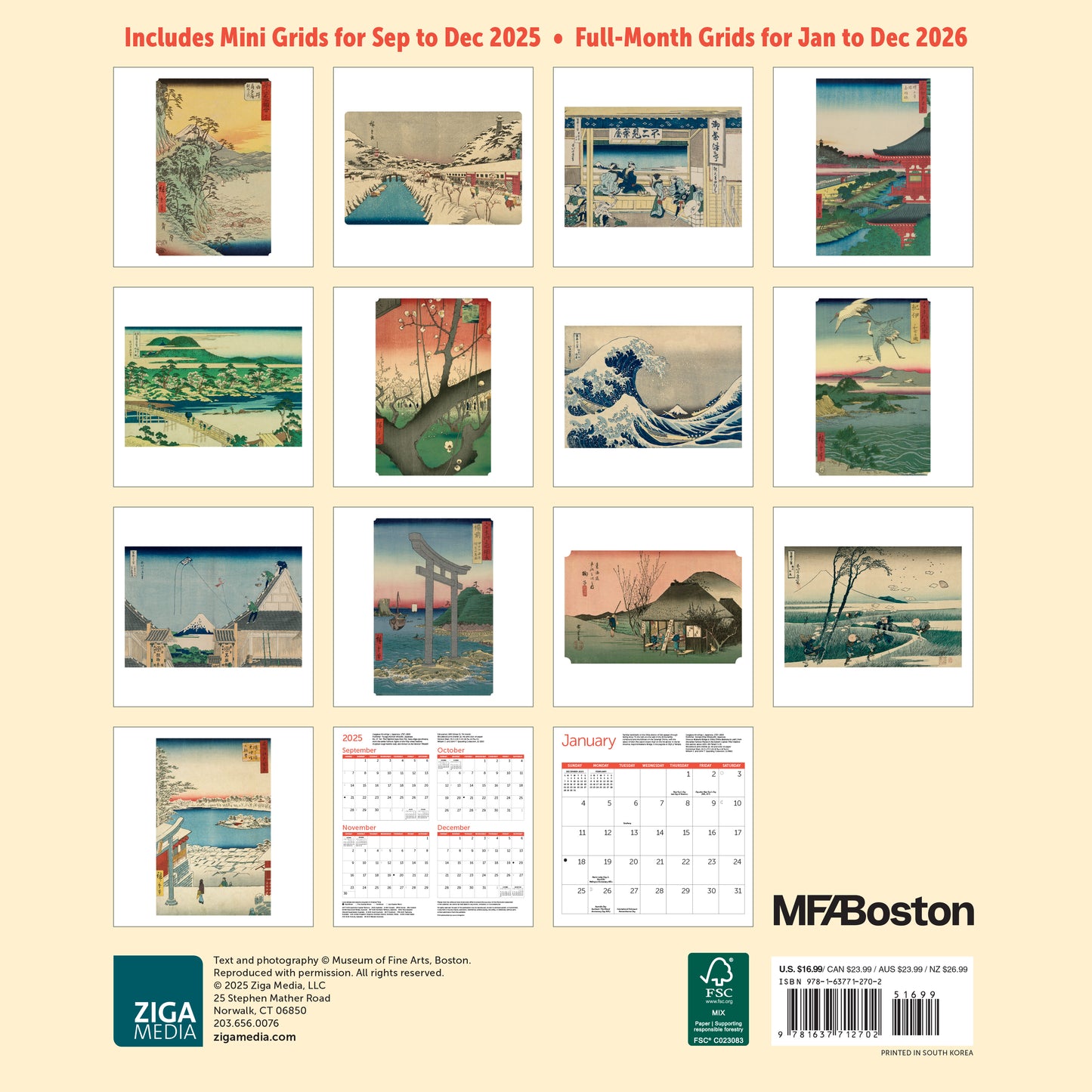 2026 MFA Boston calendar showcasing Japanese woodblock masterpieces