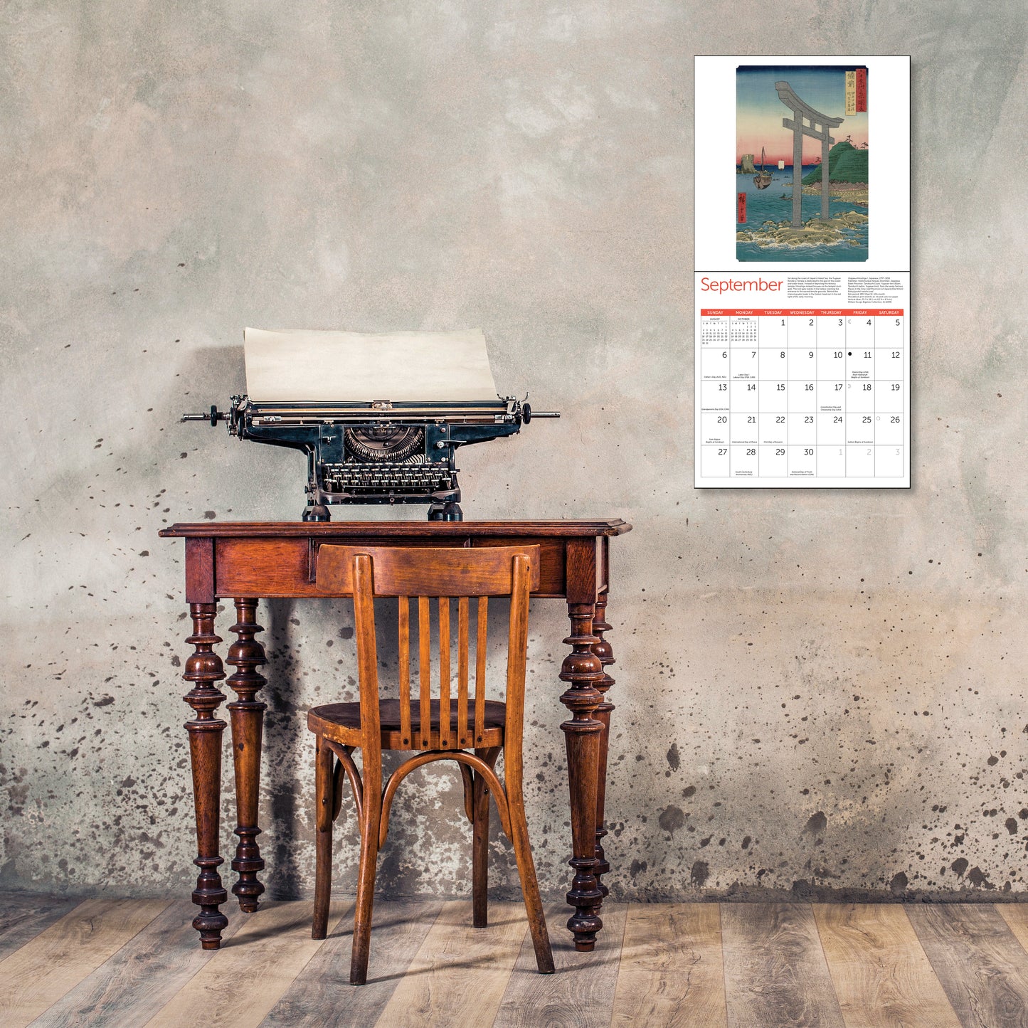12" x 12" wall calendar with classic Japanese ukiyo-e prints