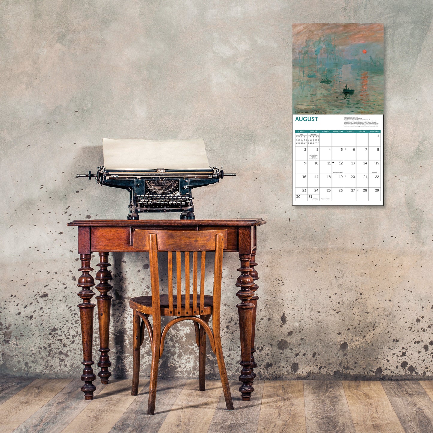12" x 12" wall calendar with ocean scenes by Monet