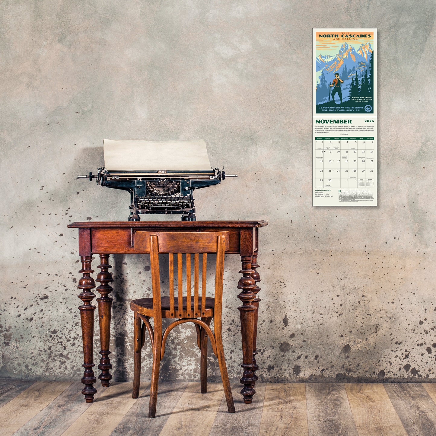 2026 calendar showcasing classic National Parks poster designs