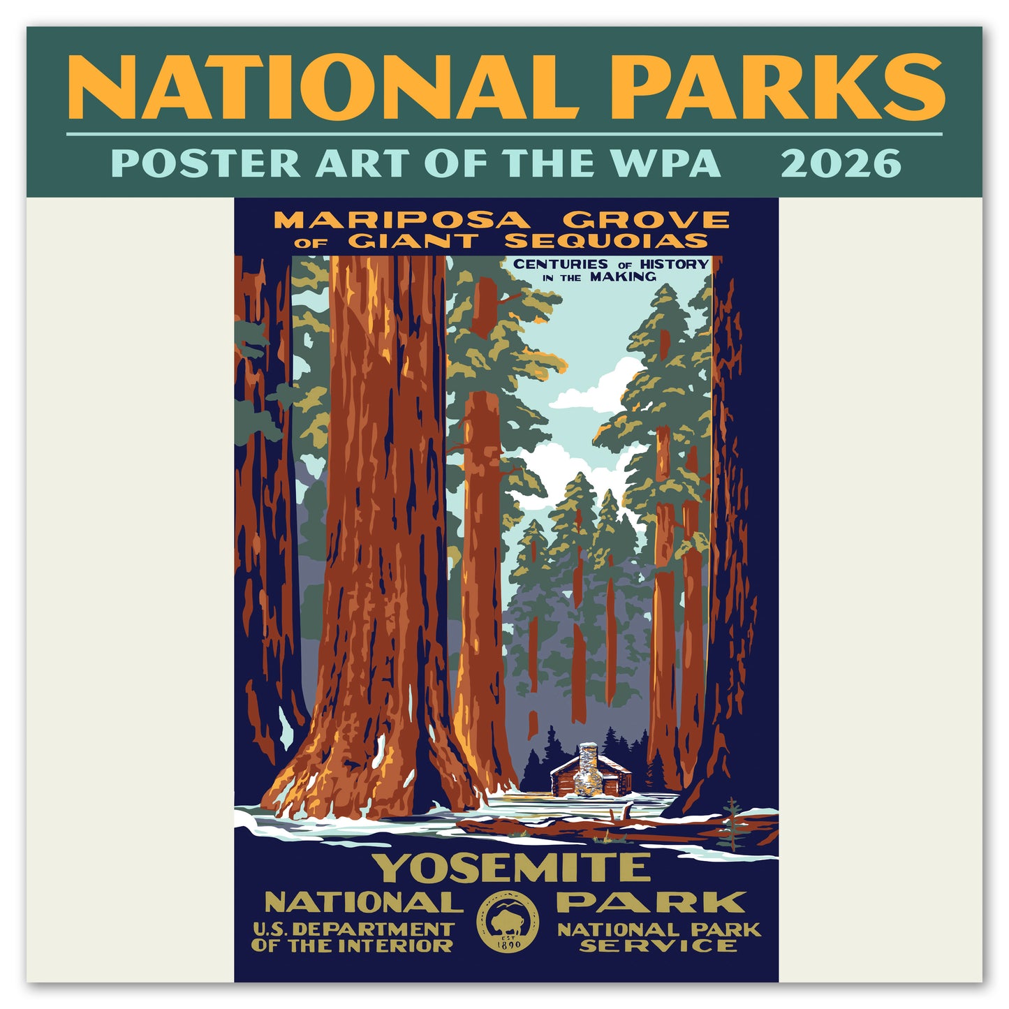 2026 National Parks WPA Poster Art Wall Calendar, 12" x 12"