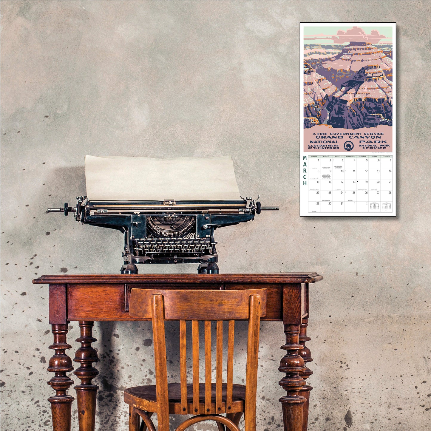 12" x 12" calendar with classic WPA National Parks artwork