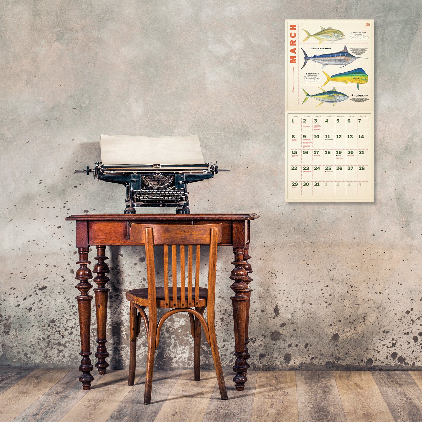 Outdoor fishing illustrations in 2026 calendar