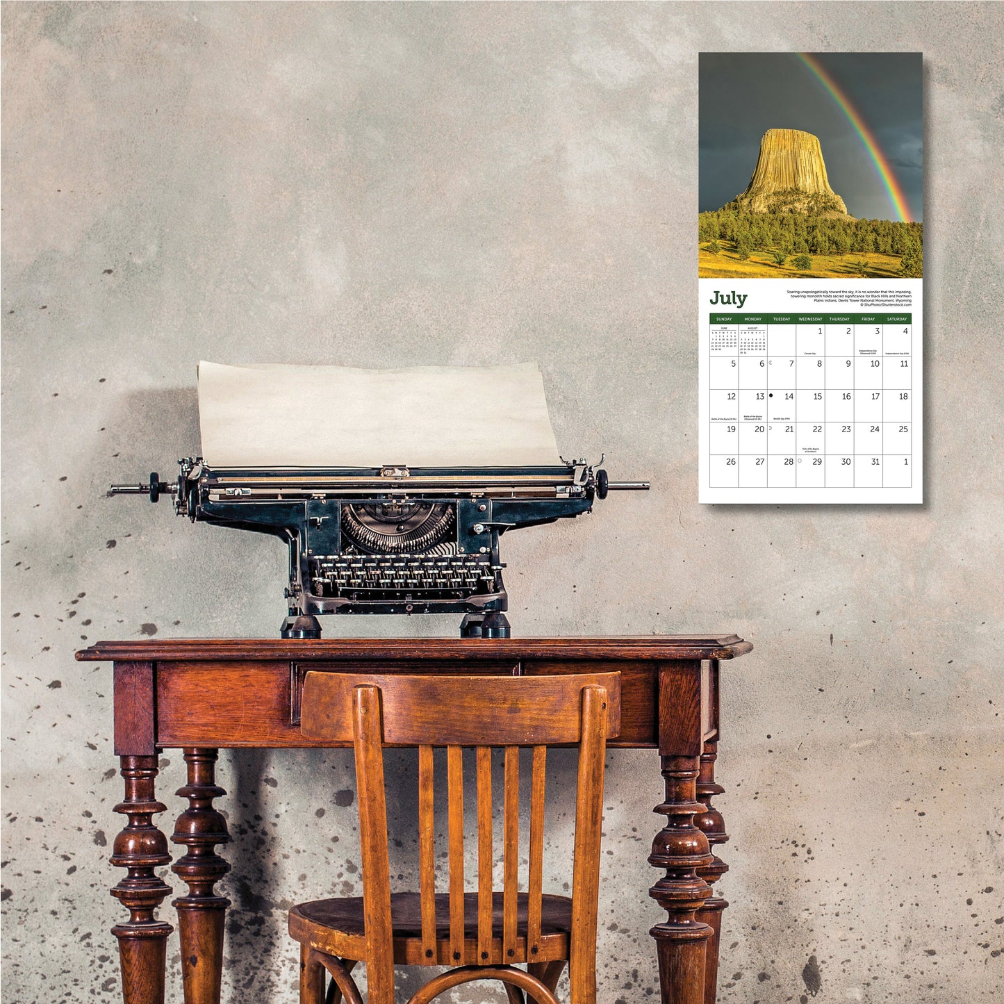 Compact 7" x 7" National Parks wall calendar