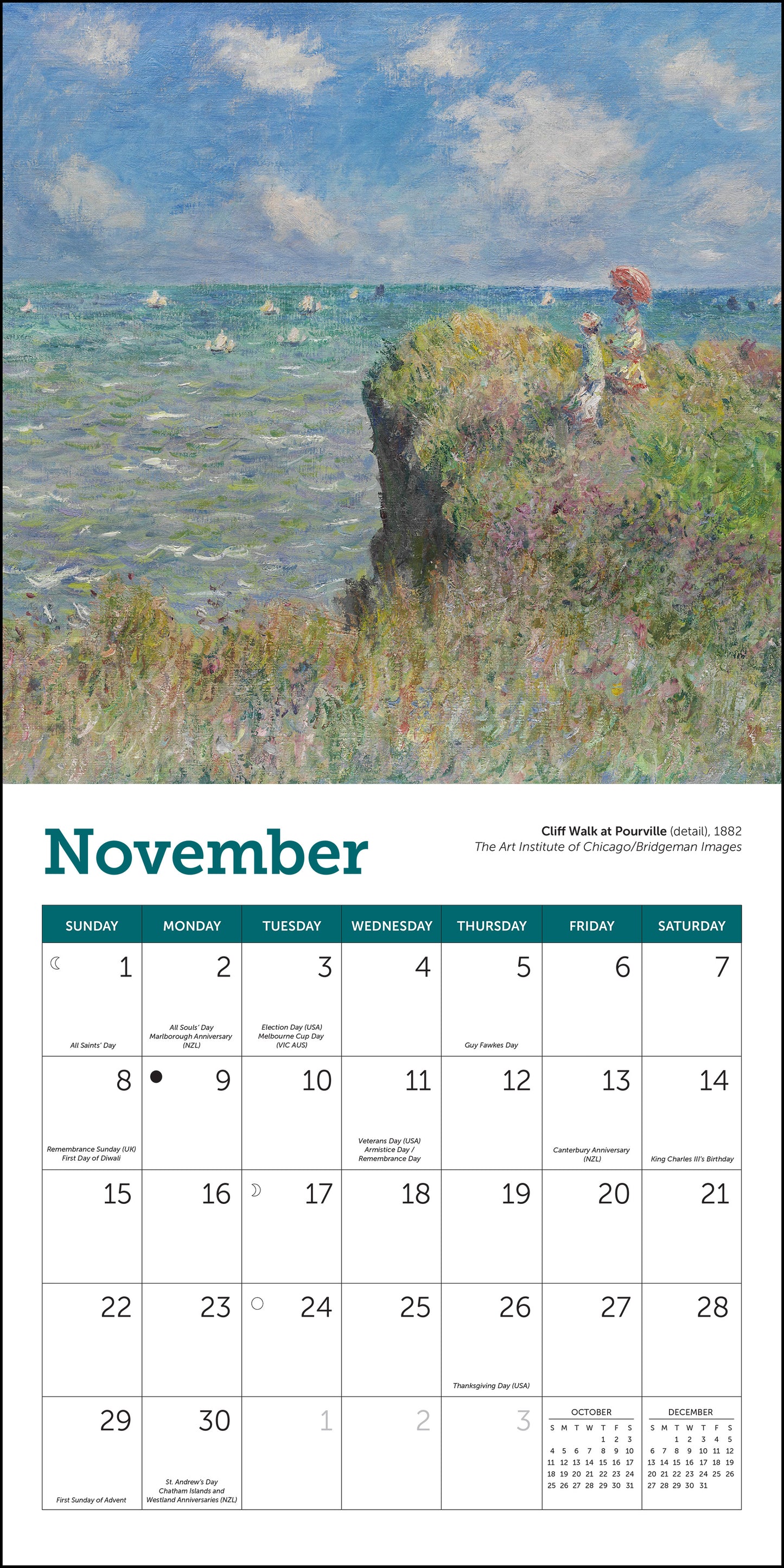 2026 calendar featuring Claude Monet paintings