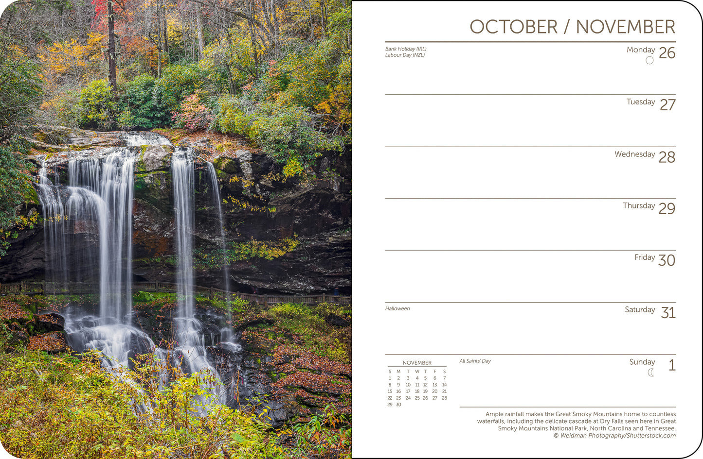 Spiral-bound 2026 planner featuring U.S. national parks