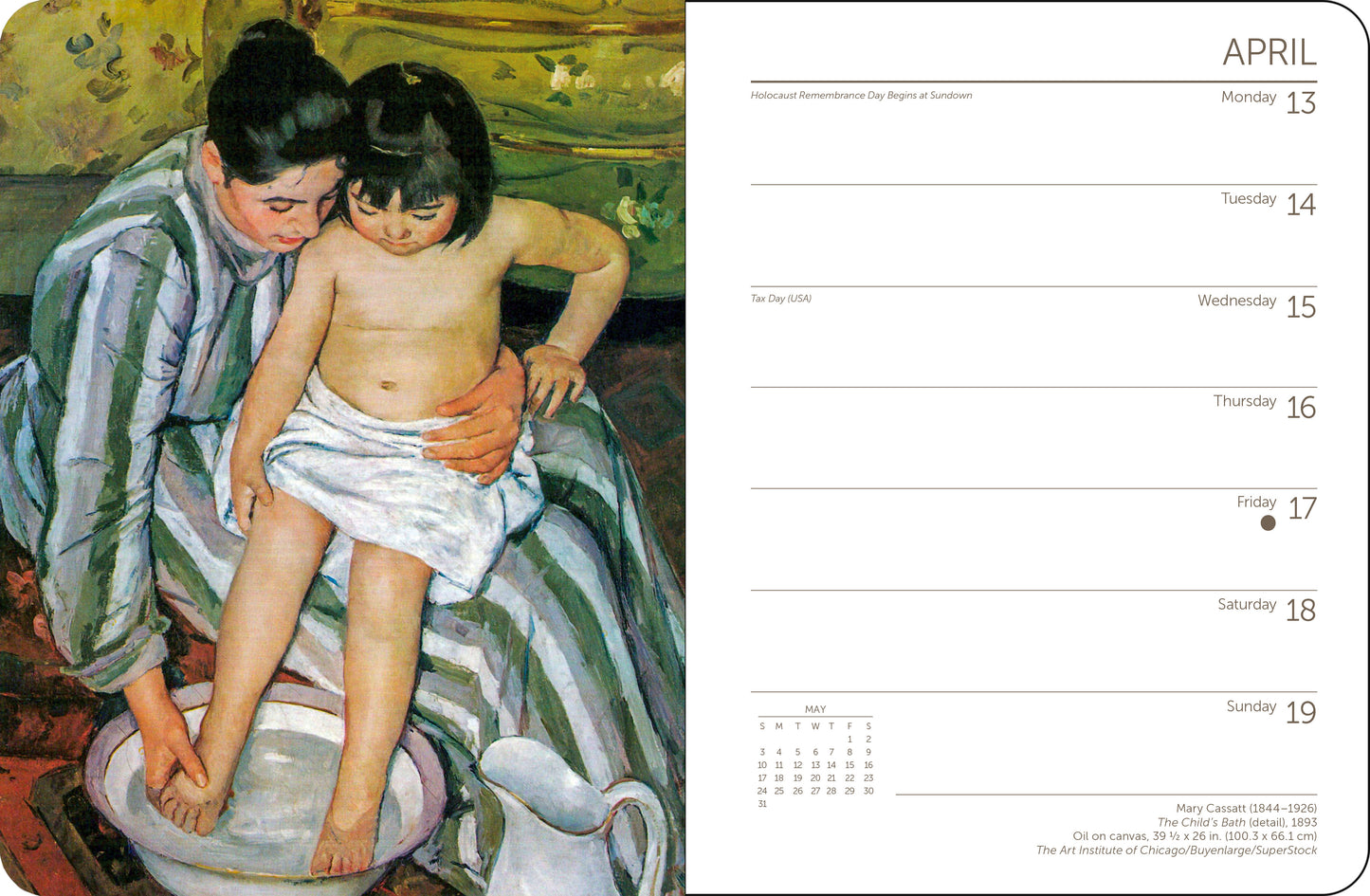 Interior weekly spread from 2026 Impressionists planner with soft pastel artwork