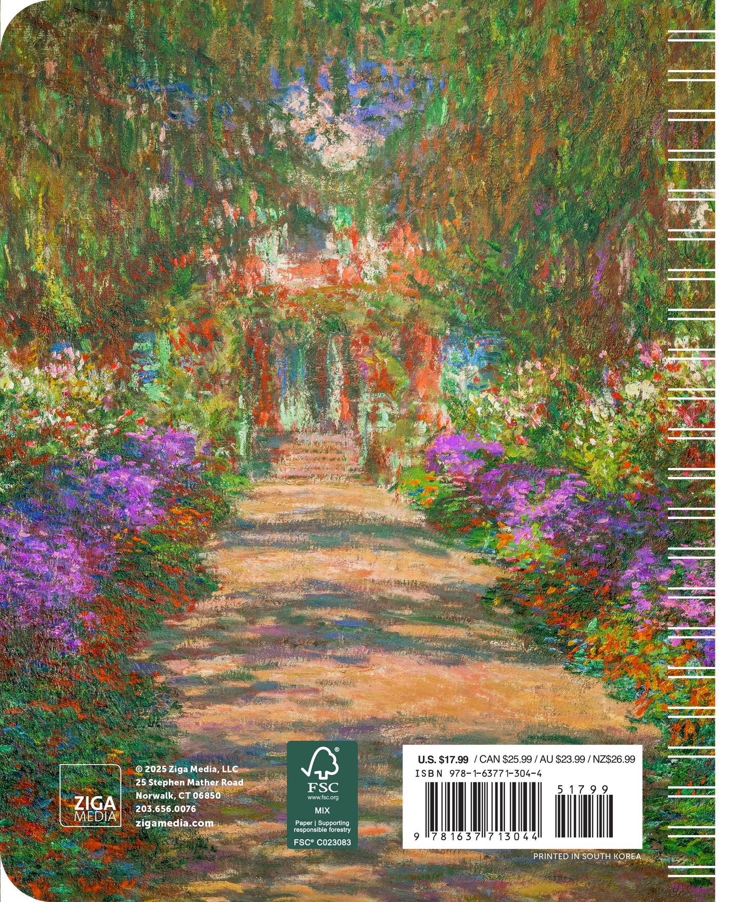 2026 Monet Weekly Engagement Calendar showcasing Impressionist landscapes in a compact spiral-bound format