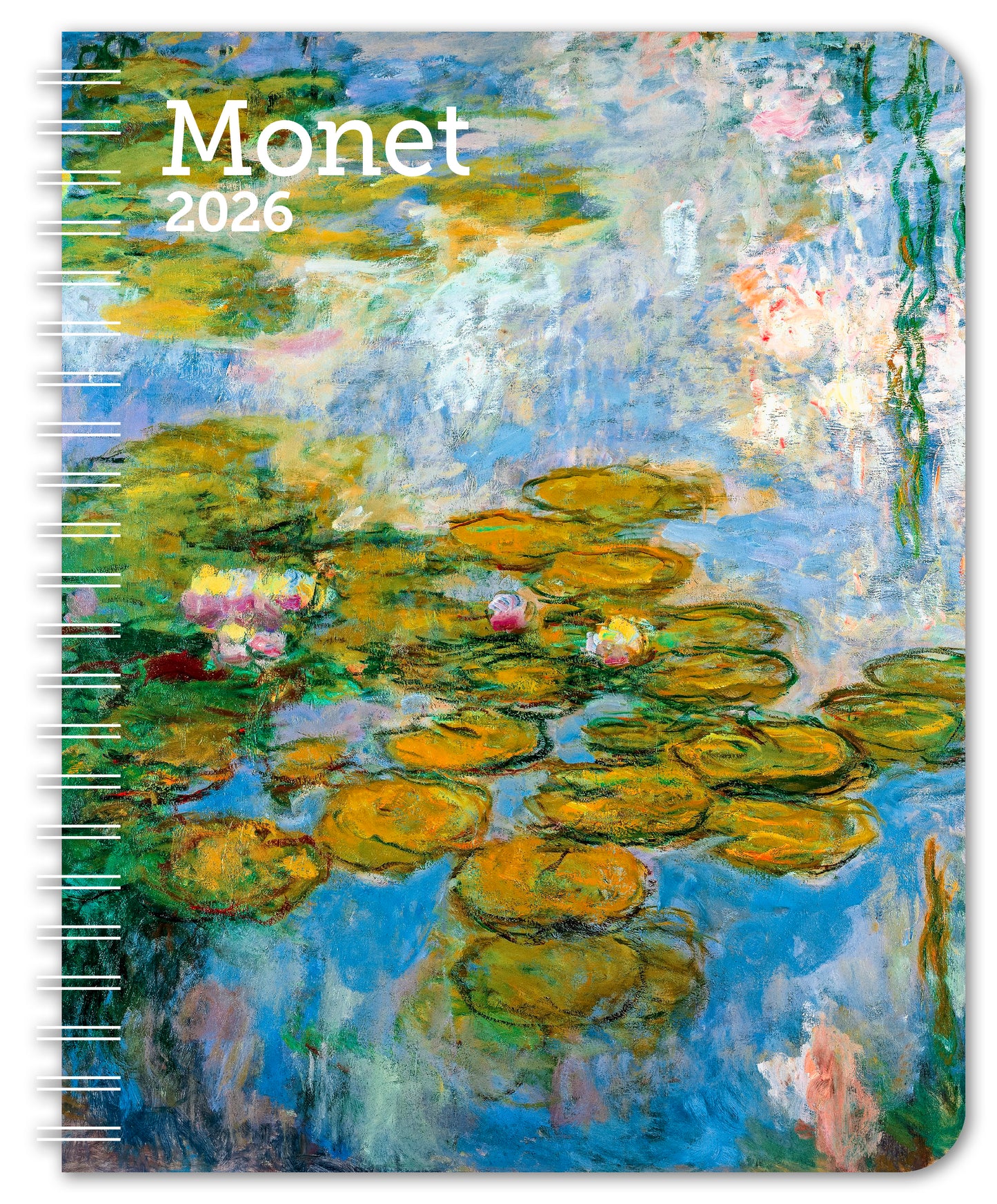 Cover of the 2026 Monet Weekly Engagement Calendar featuring Water Lilies painting