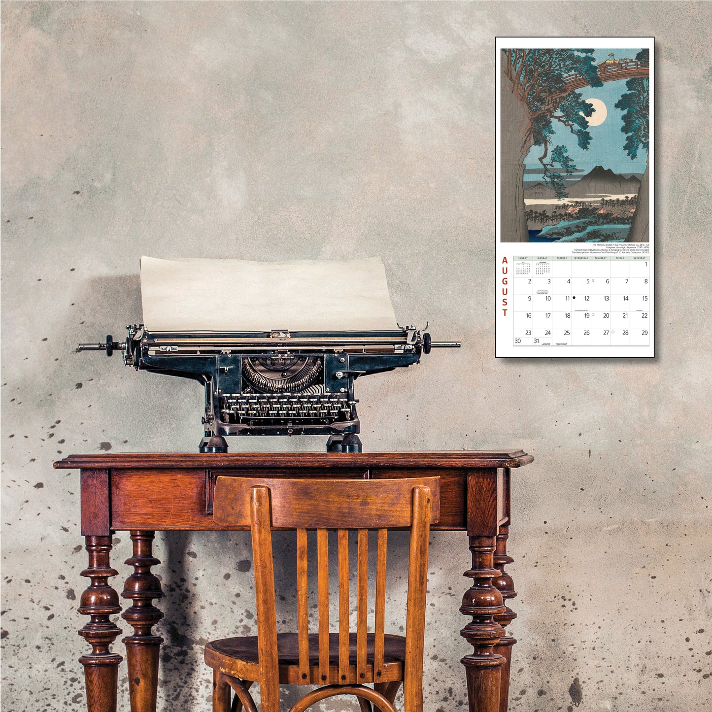 Compact 7" x 7" calendar with traditional moon prints