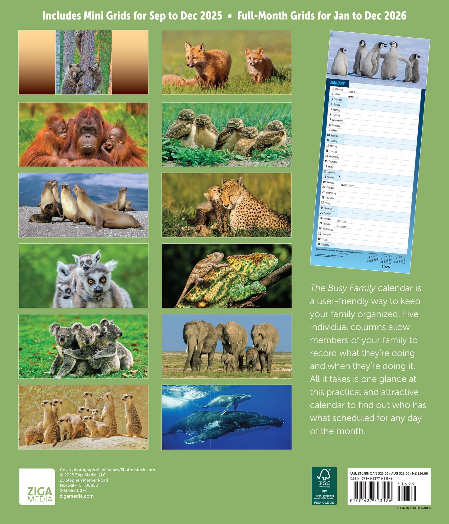 12" x 14" 2026 calendar for managing family activities