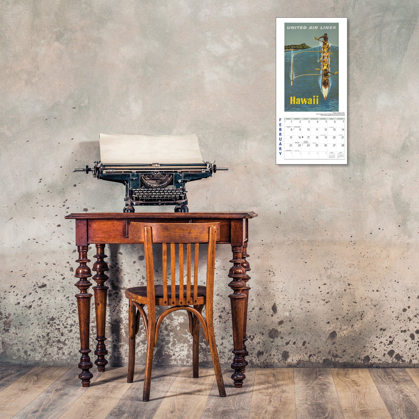 Compact 7" x 7" calendar with global travel imagery