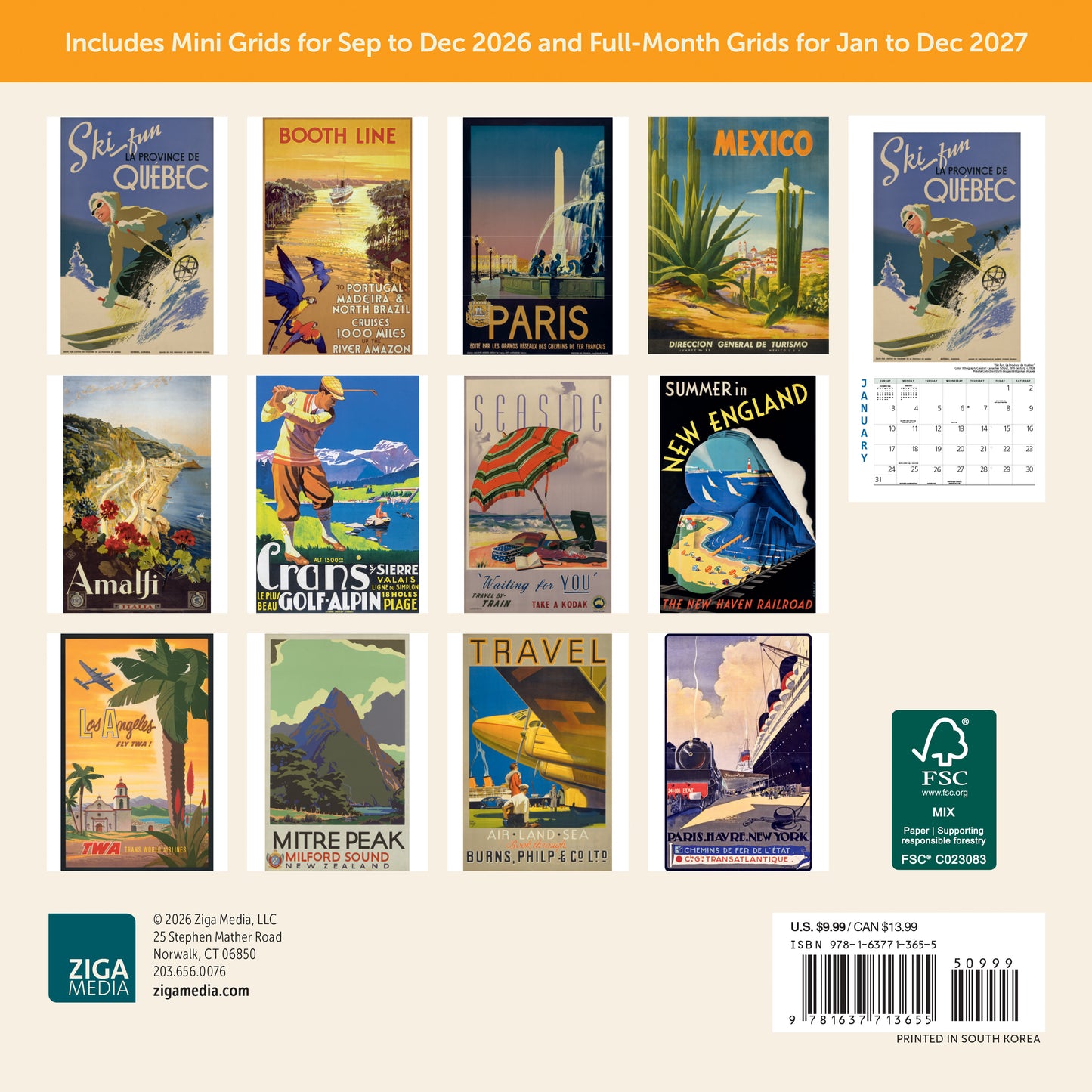 2027 Travel the World Mini Wall, 7" x 7