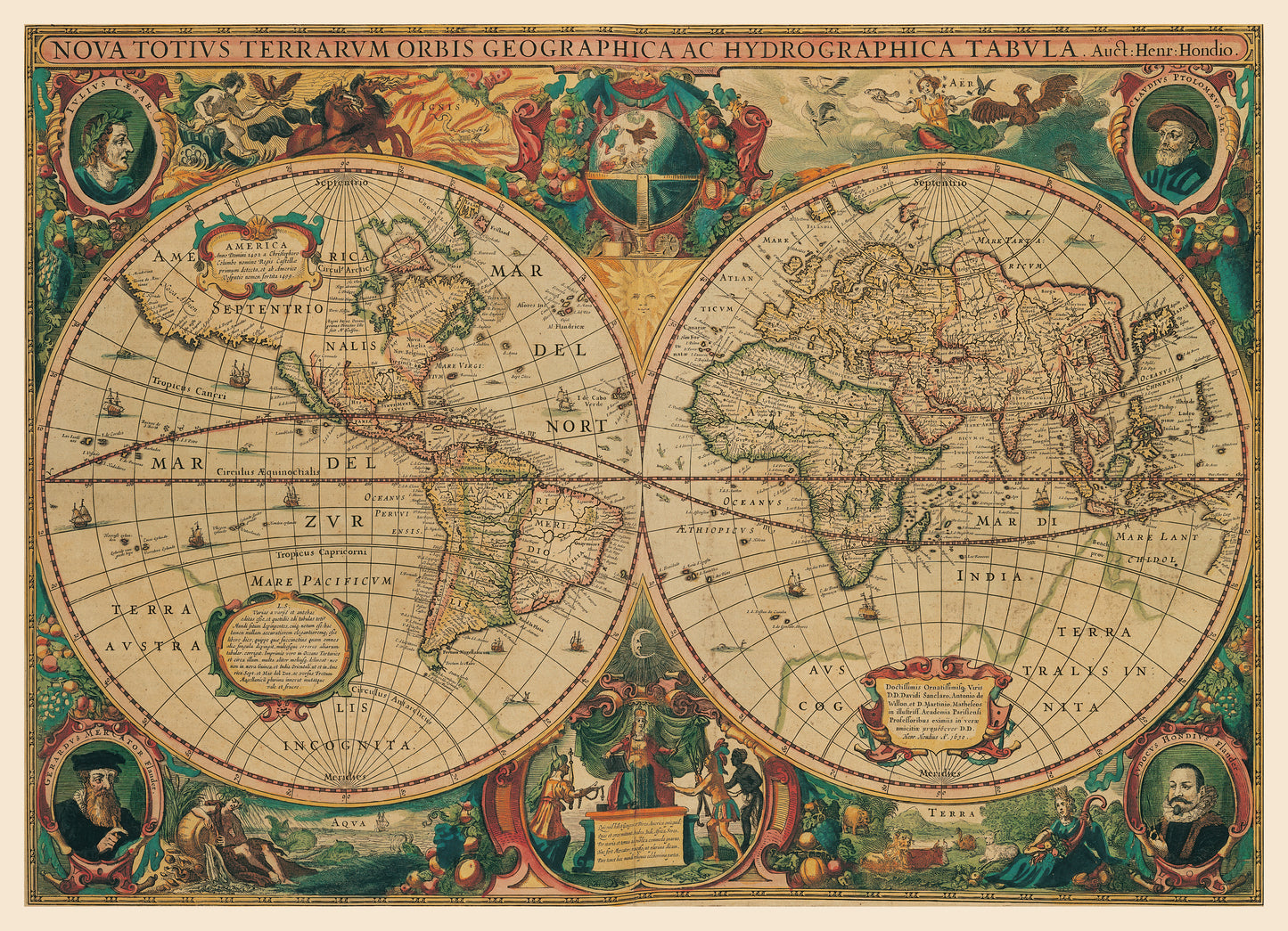 Antique Map-Hondius 1000 or 500 Piece Puzzle