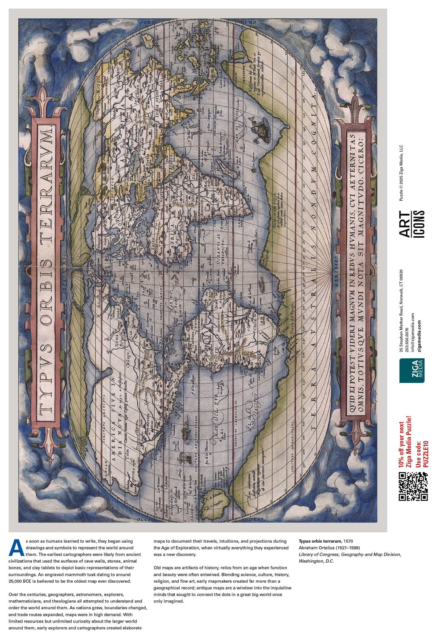Antique Map-Ortelius 1000 or 500 Piece Puzzle