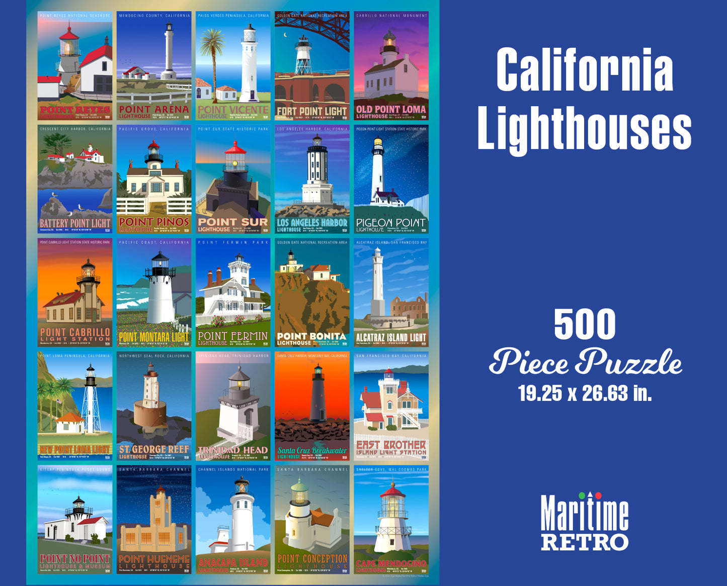 California Lighthouses 1000 or 500 Piece Puzzle