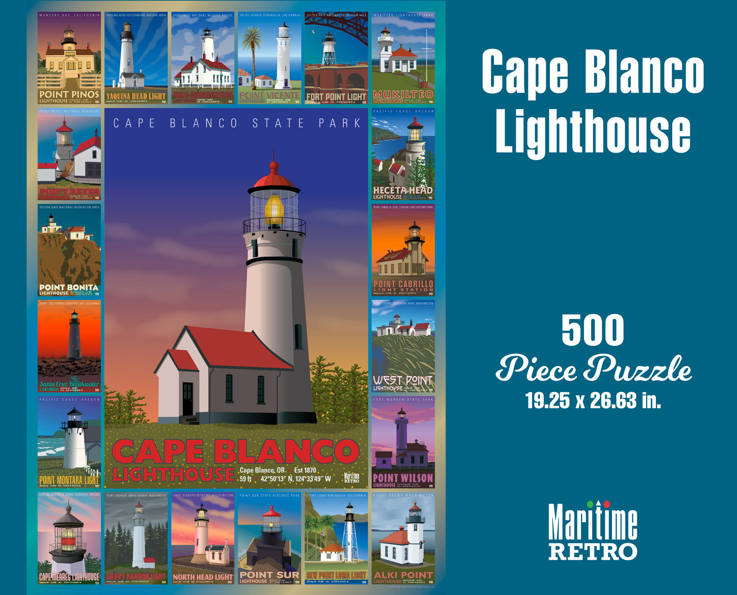Cape Blanco Lighthouse 1000 or 500 Piece Puzzle