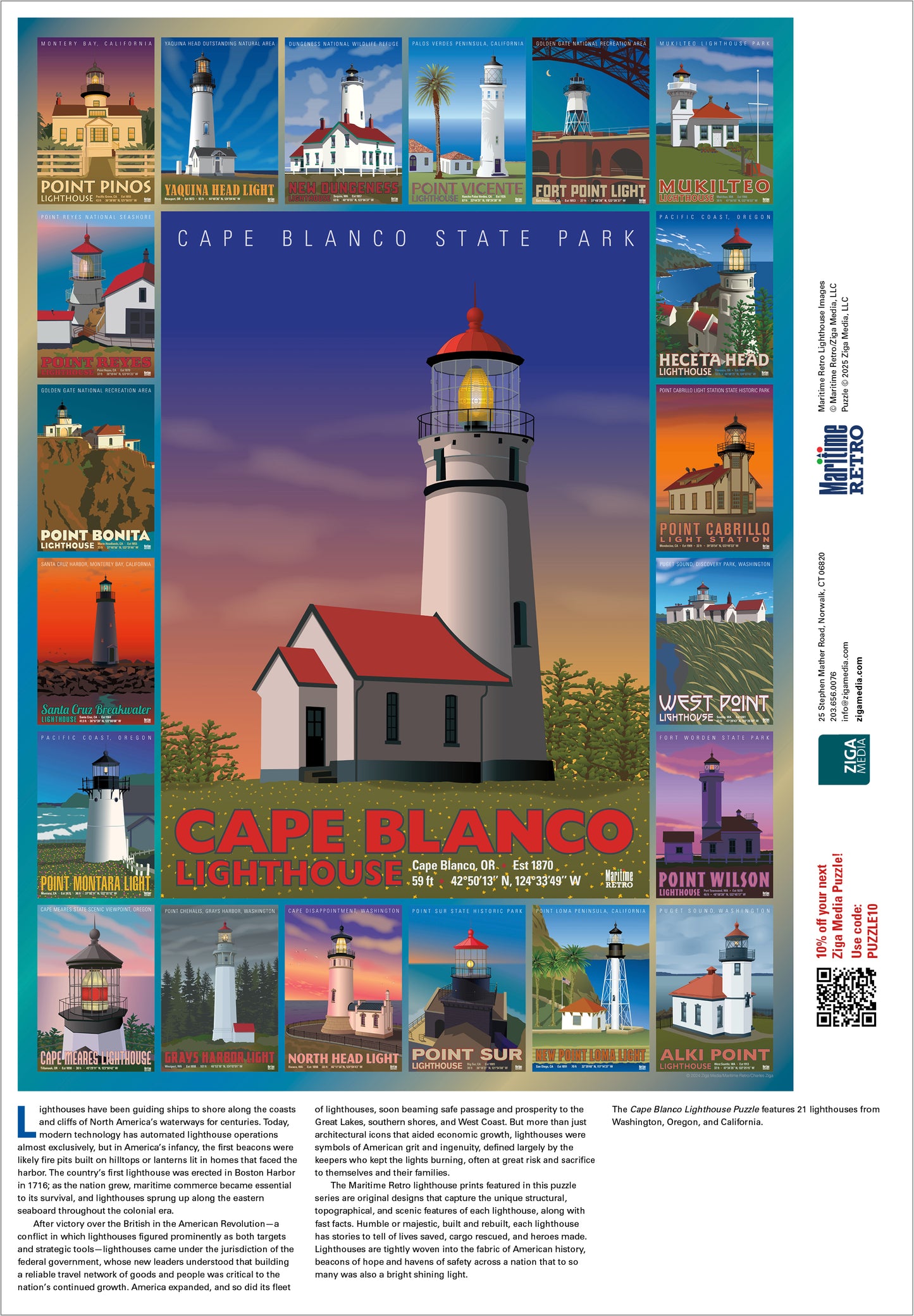 Cape Blanco Lighthouse 1000 or 500 Piece Puzzle