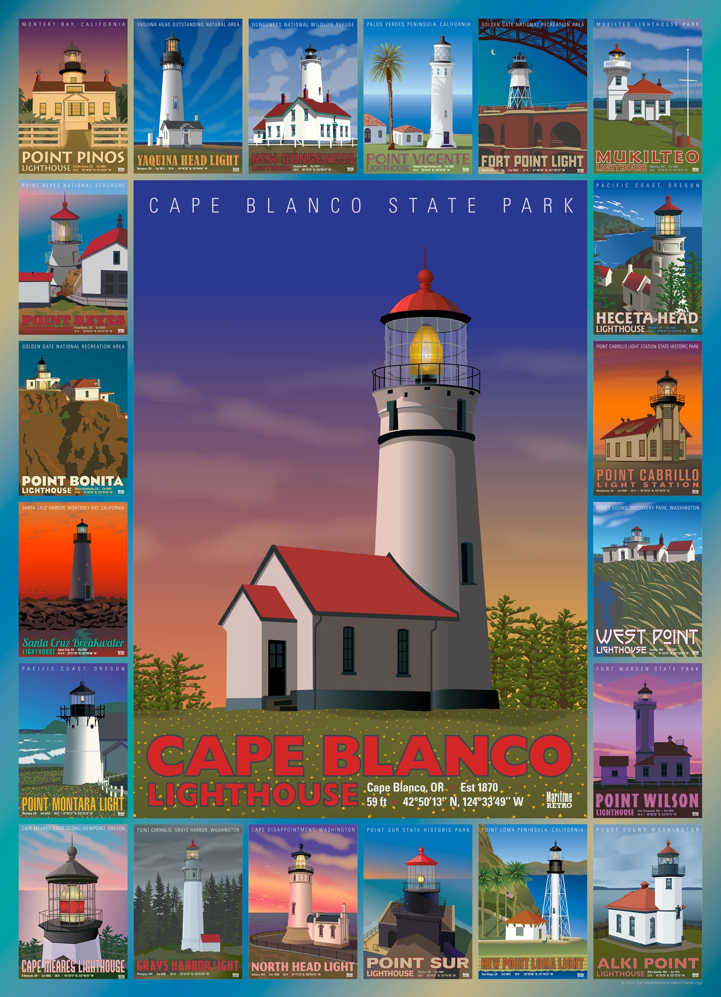 Cape Blanco Lighthouse 1000 or 500 Piece Puzzle