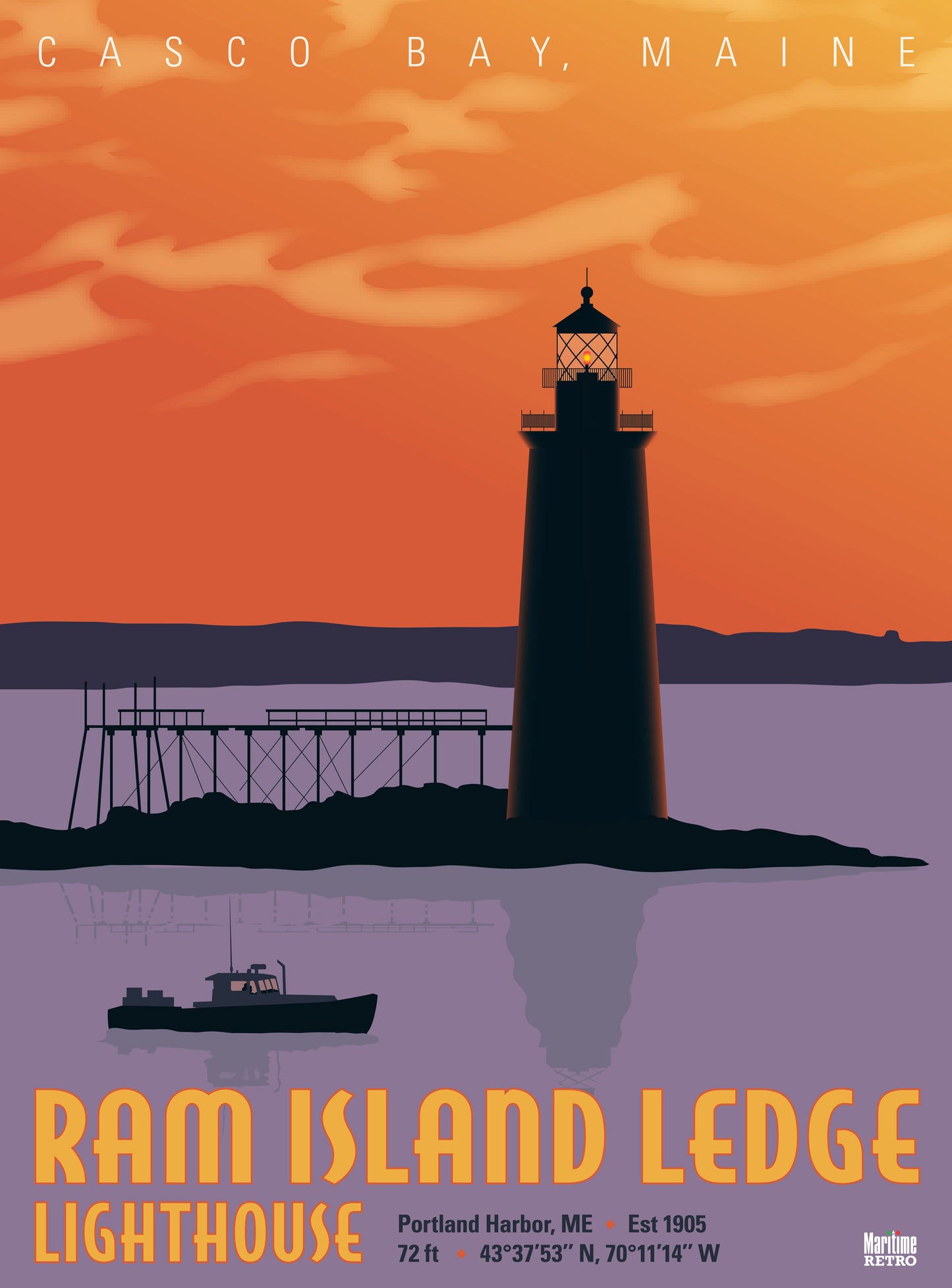 Ram Island Ledge Lighthouse Print
