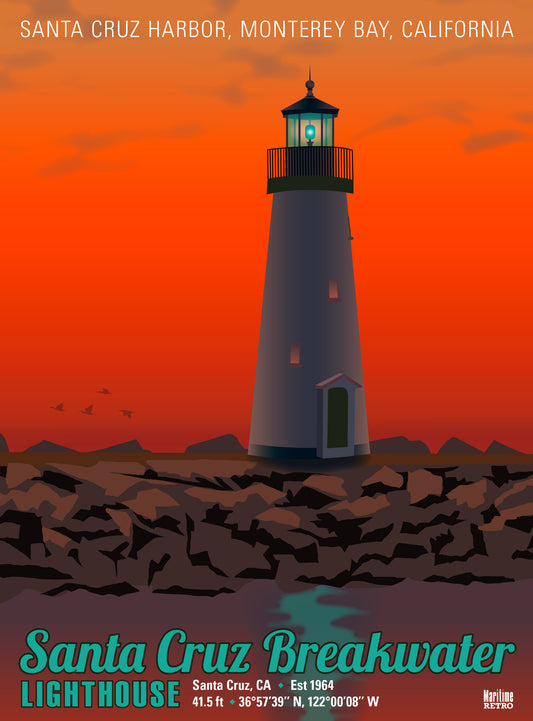Santa Cruz Breakwater Lighthouse Print
