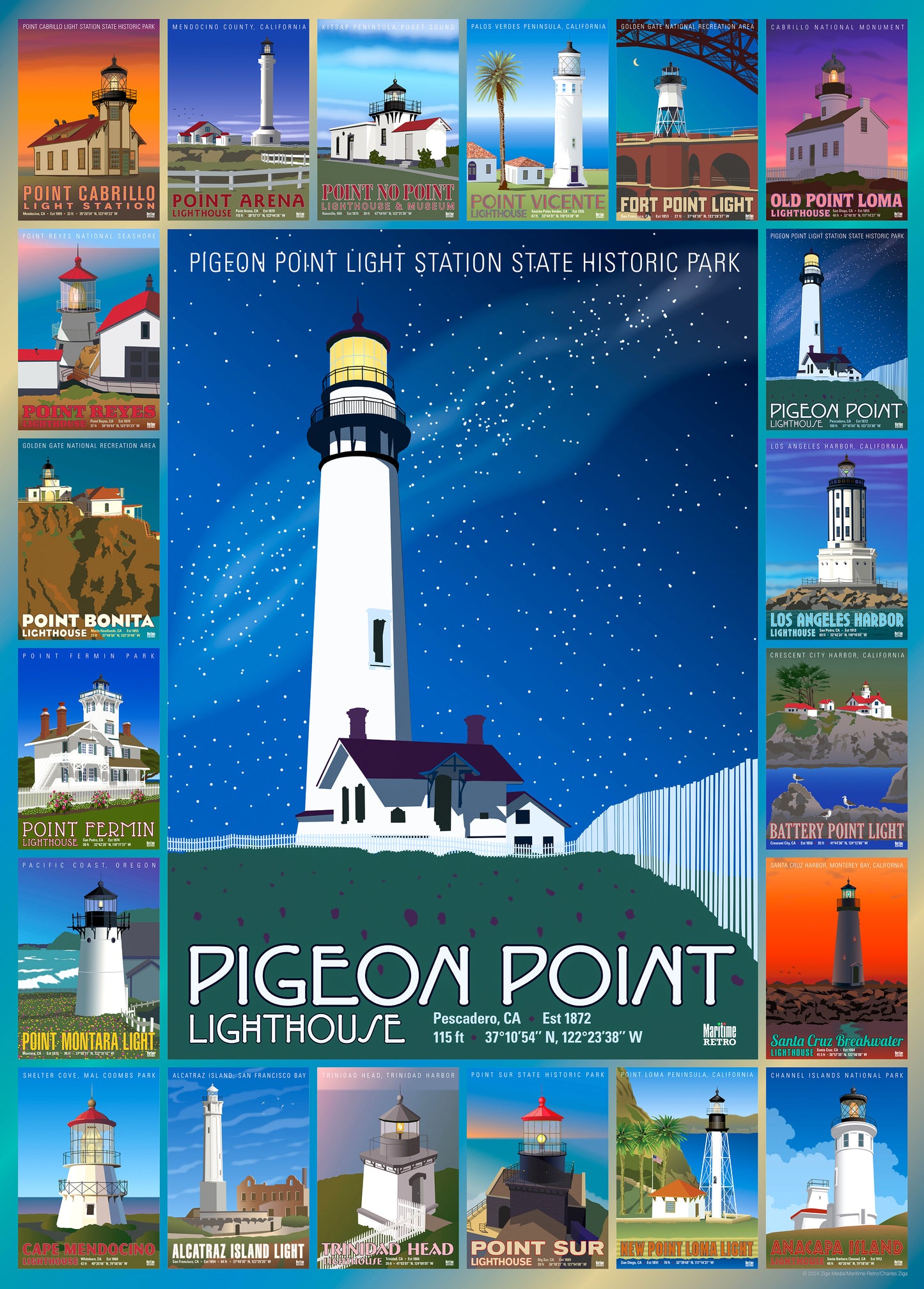 Pigeon Point Lighthouse 1000 or 500 Piece Puzzle
