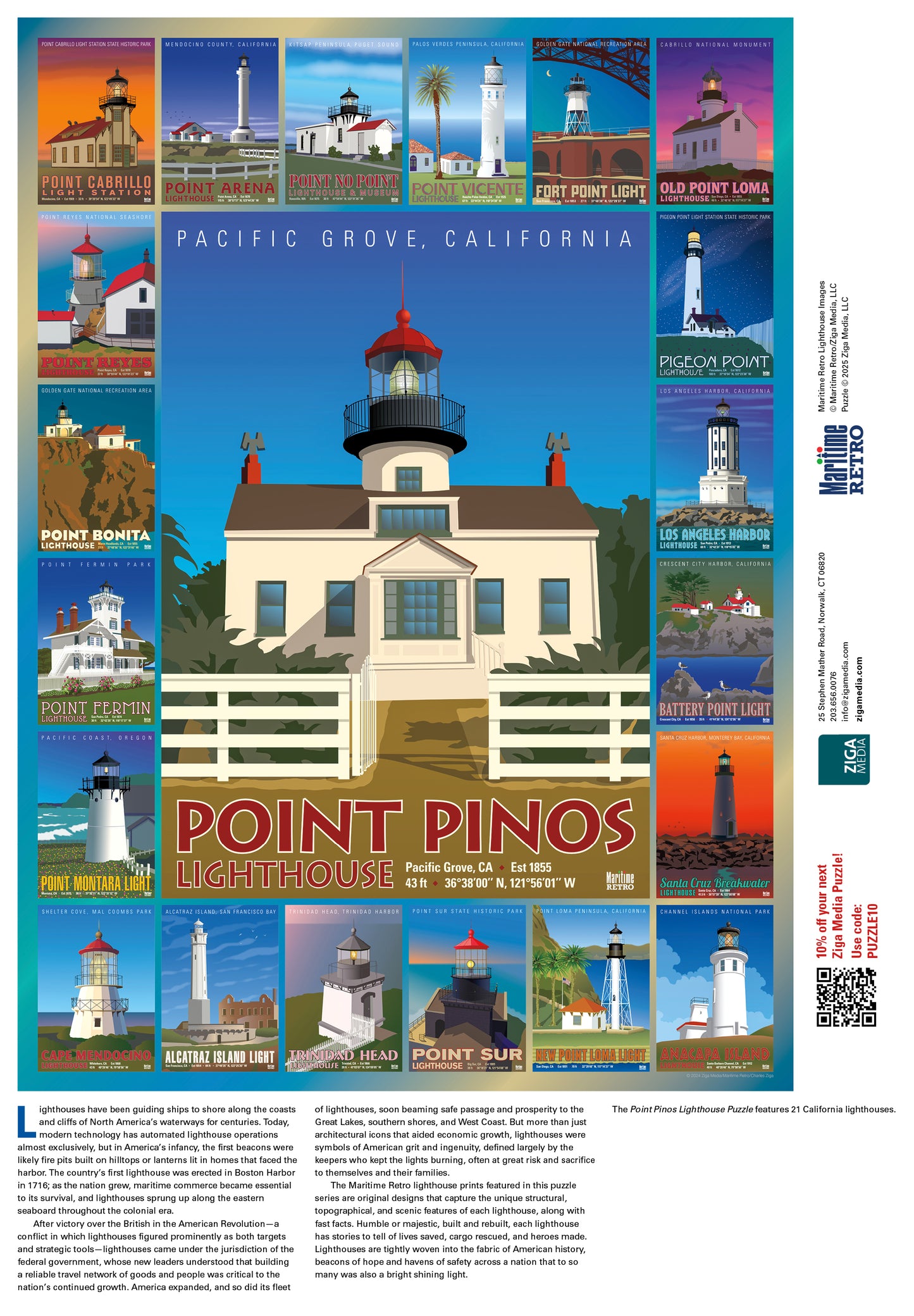 Point Pinos Lighthouse 1000 or 500 Piece Puzzle