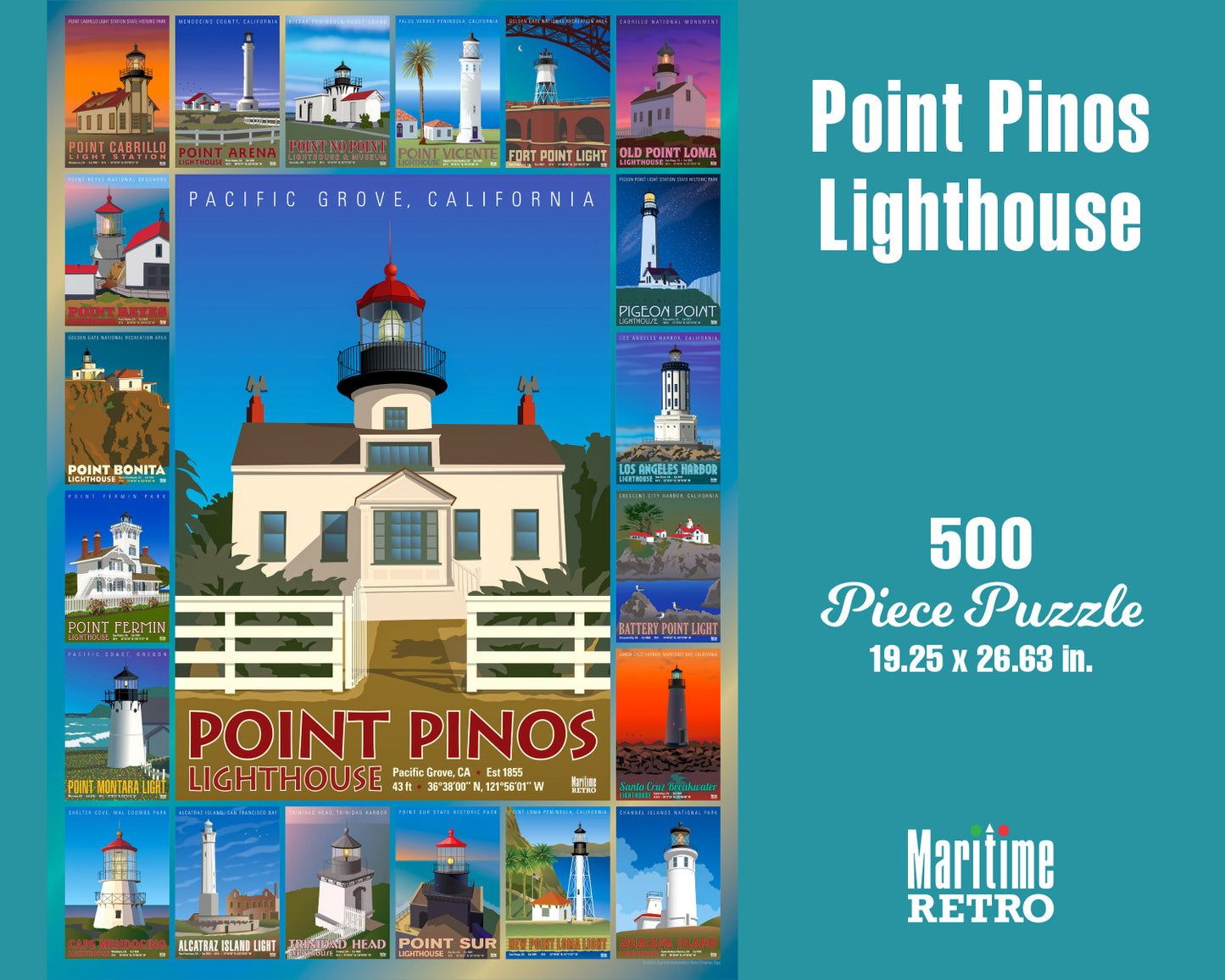 Point Pinos Lighthouse 1000 or 500 Piece Puzzle