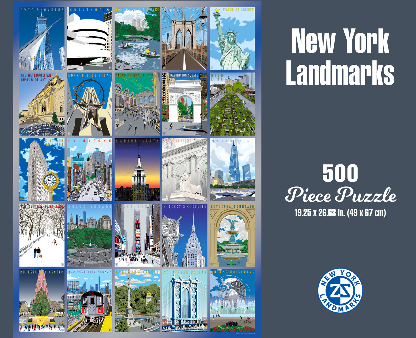 New York Landmarks 1000 or 500 Piece Puzzle