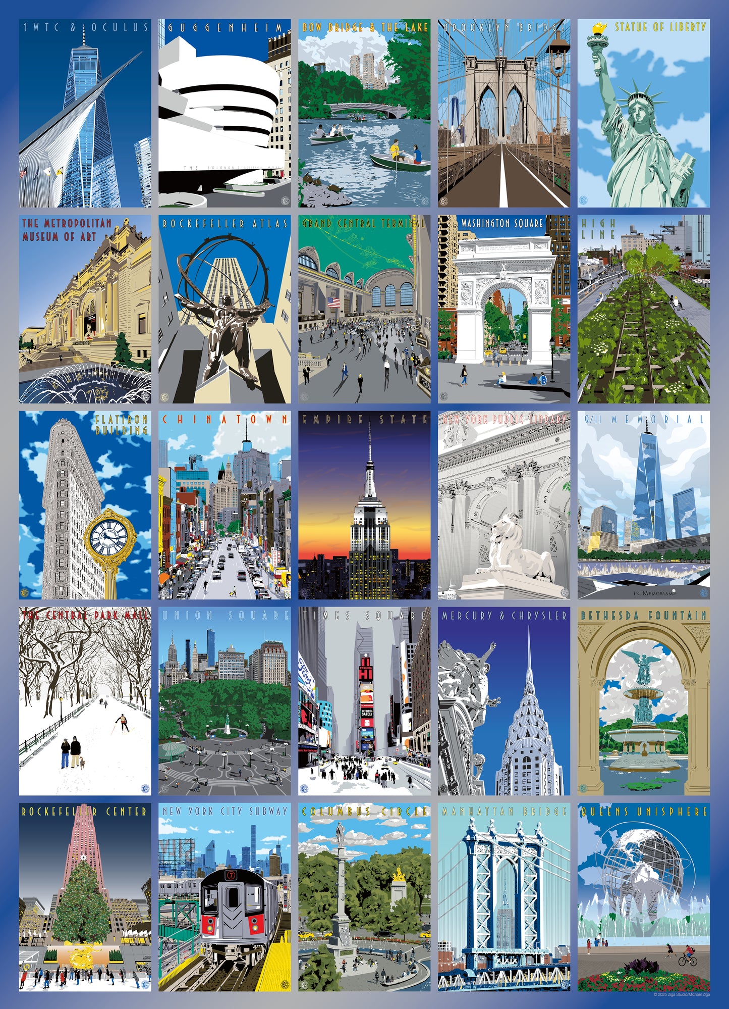 New York Landmarks 1000 or 500 Piece Puzzle