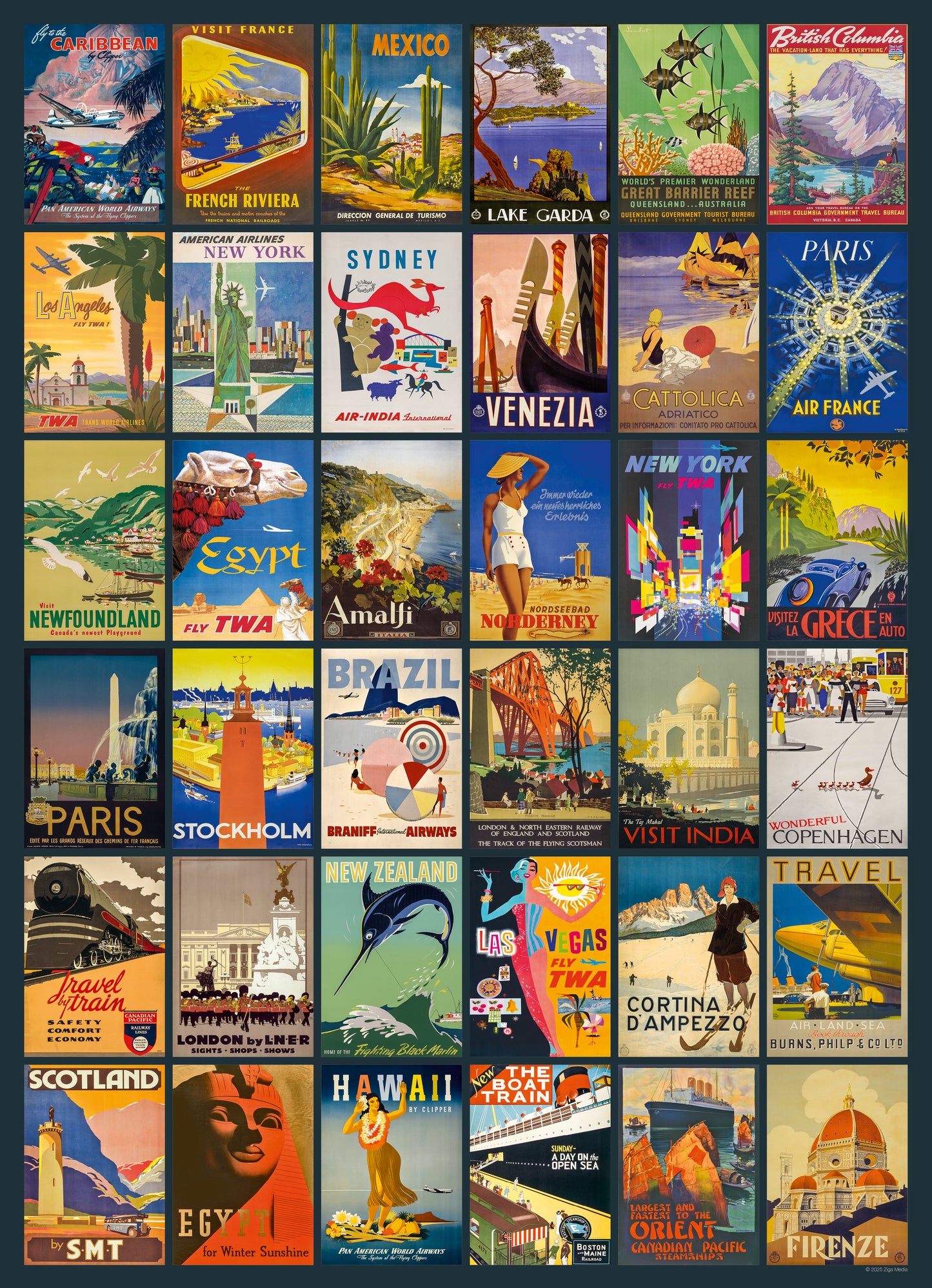 World Travel Posters 1000 or 500 Piece Puzzle
