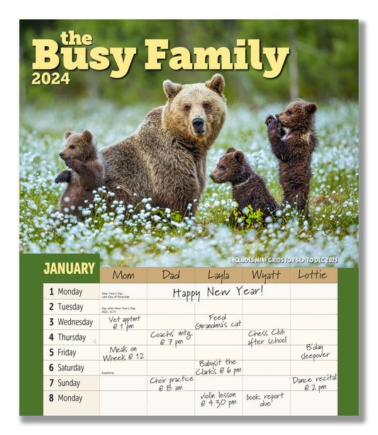 Busy Family Wall Calendar 2024