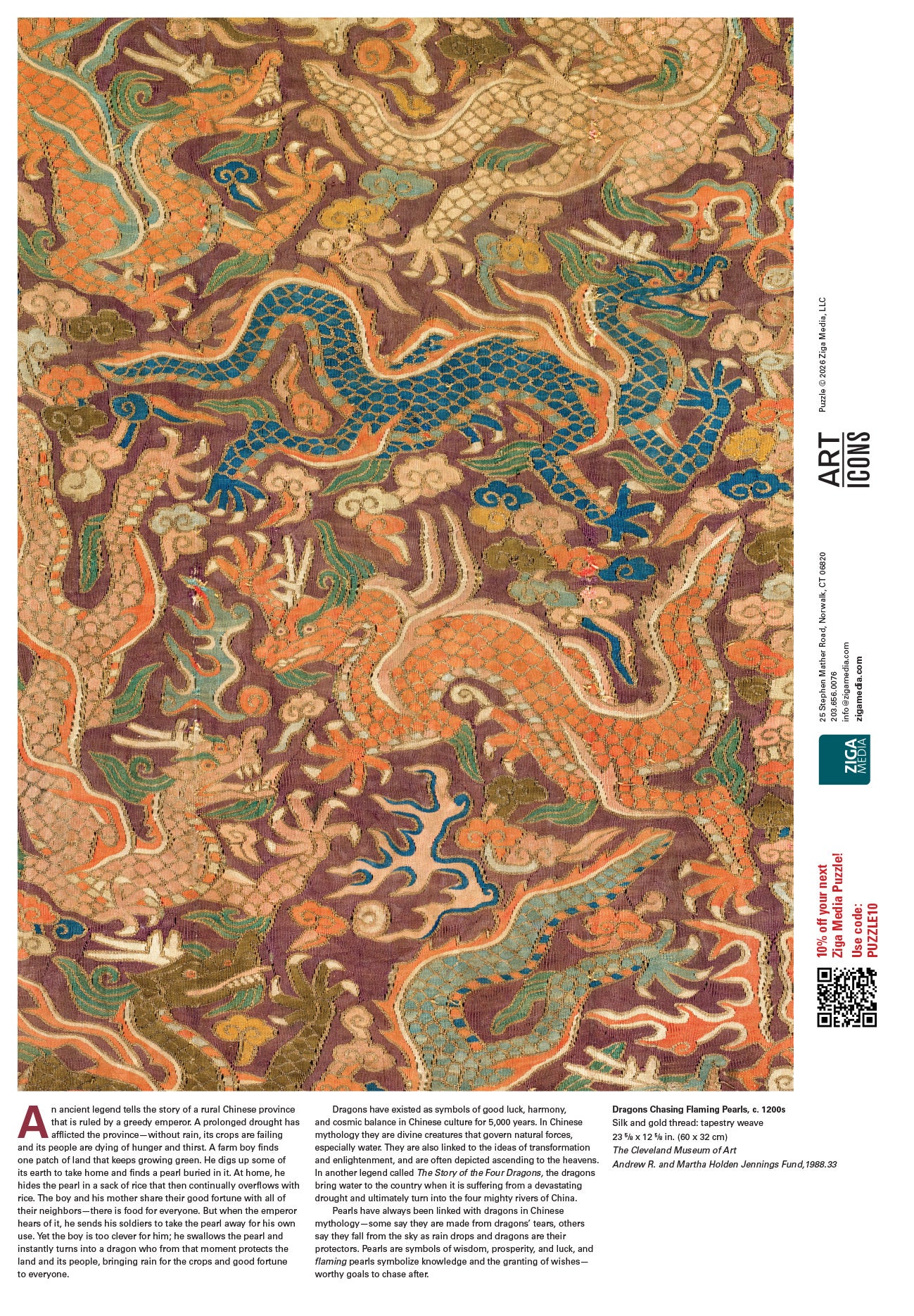 Dragons Chasing Flaming Pearls 1000 Piece Puzzle