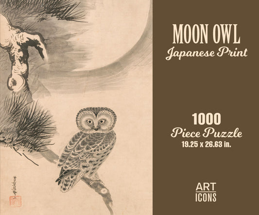 Moon Owl Japanese Print 1000 Piece Puzzle